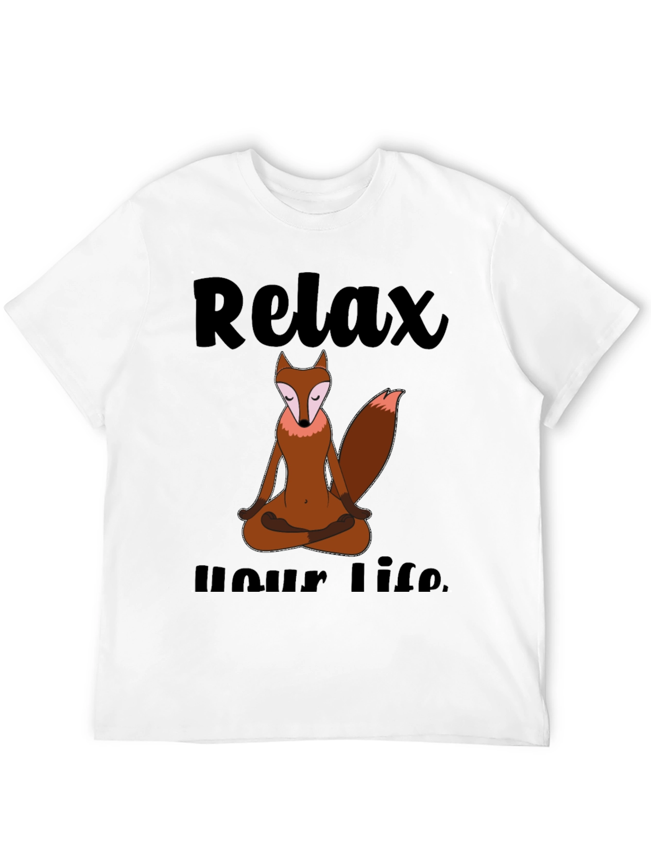 Black Relax Your Life Meditation Fox T-Shirt view 12