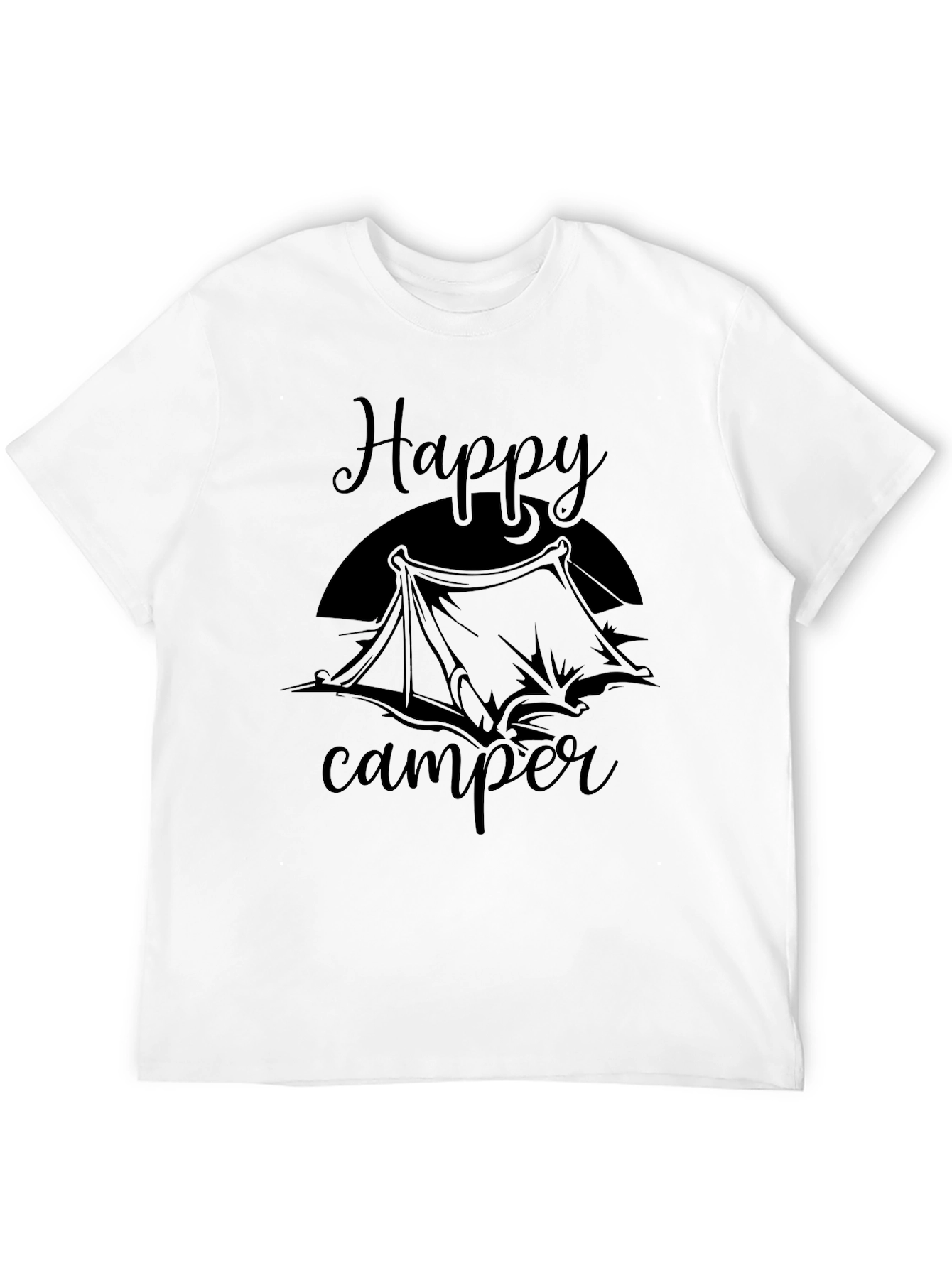Black Happy Camper Graphic Tee - Black Cotton T-Shirt view 12