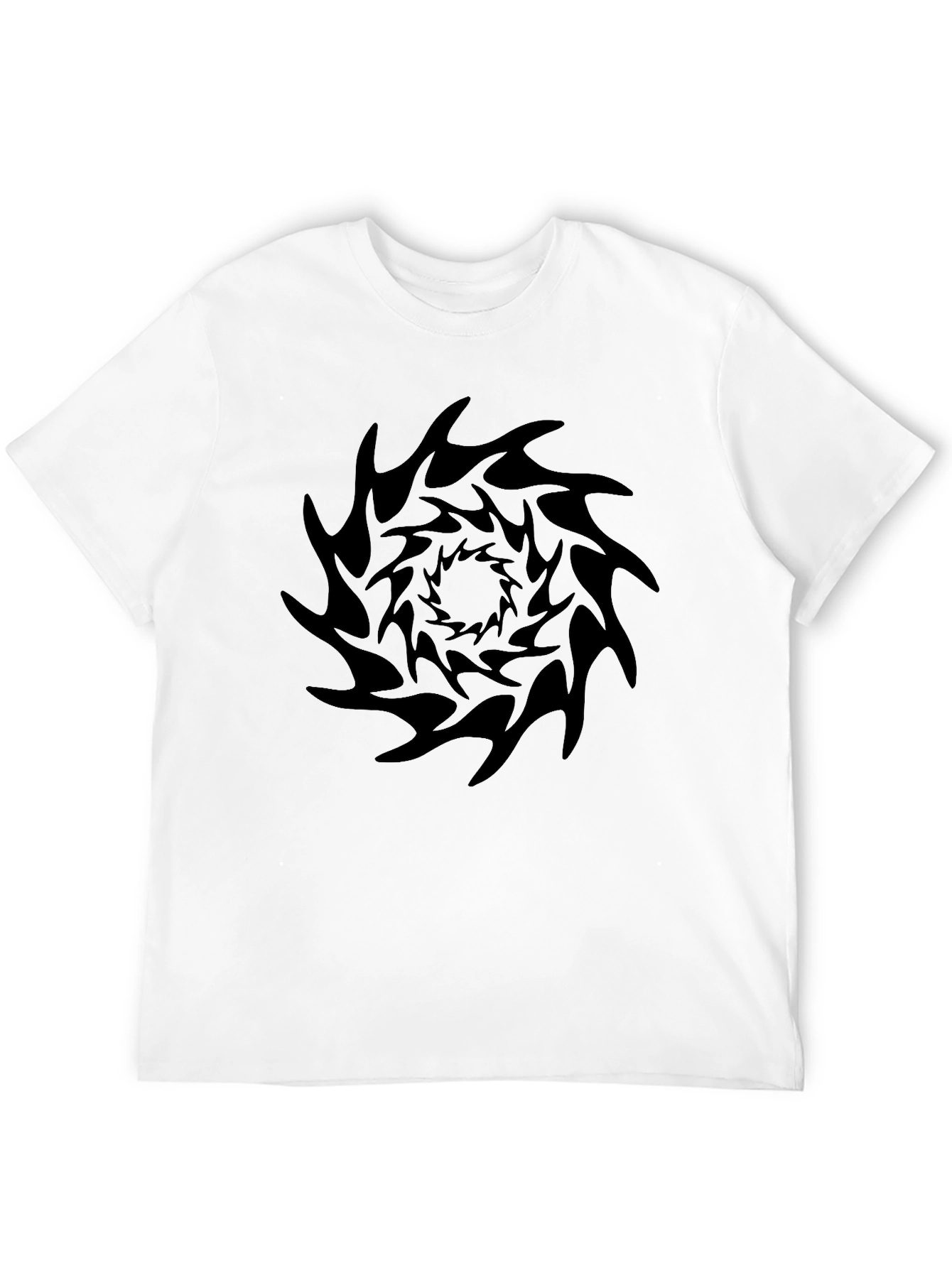 Black Men's Black T-Shirt with Abstract Swirl Design view 12