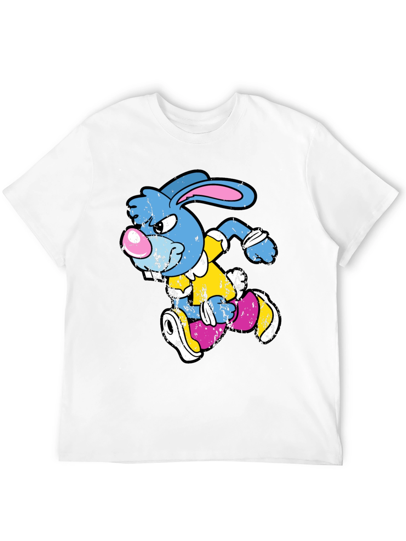 Black Running Rabbit Graphic T-Shirt - Black Cotton Tee view 12