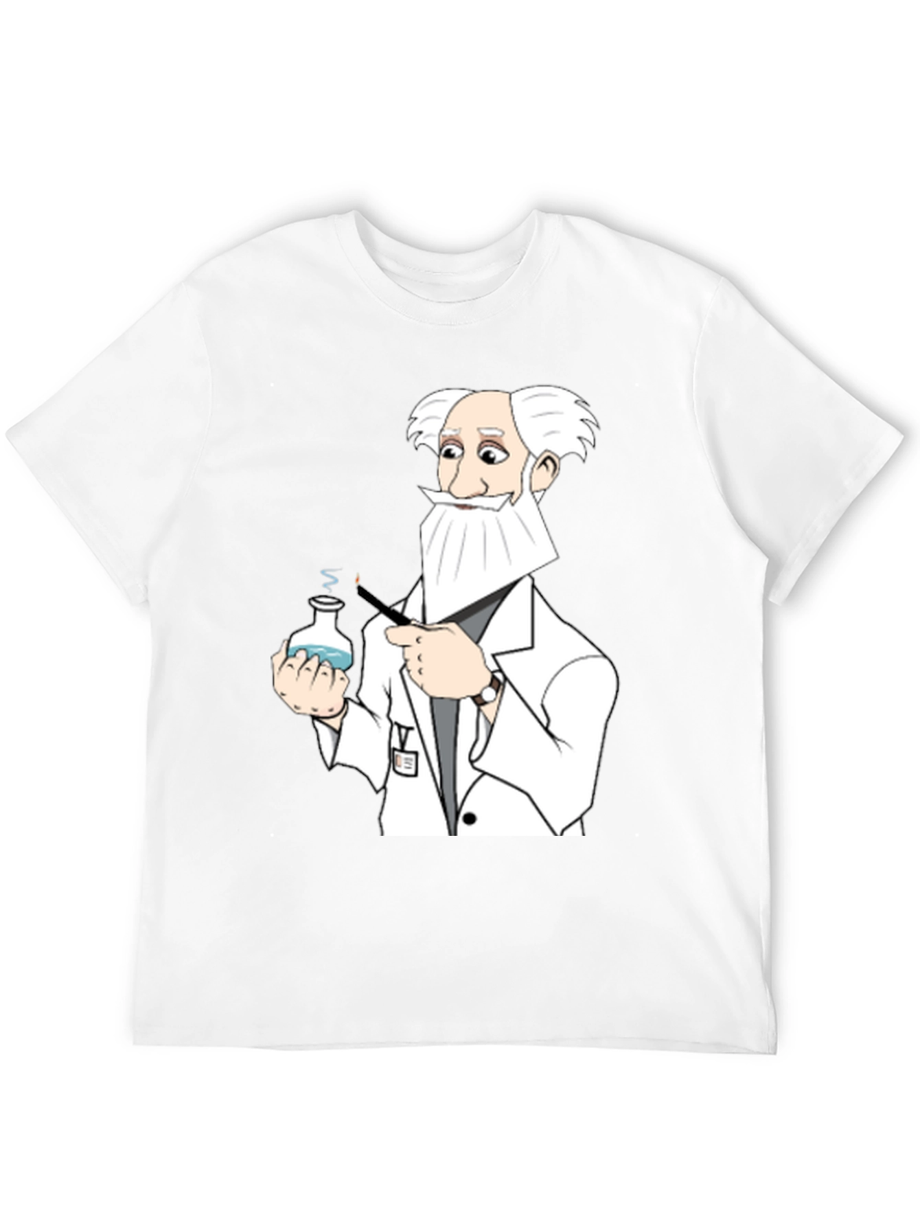 Black Mad Scientist Cartoon T-Shirt - Black Cotton Tee view 12