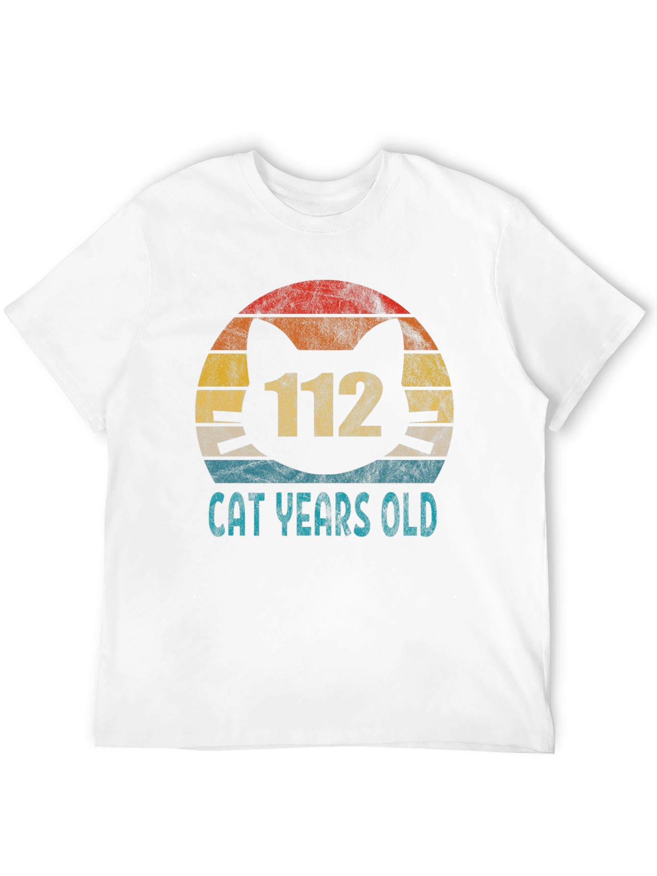 Black 112 Cat Years Old T-Shirt - Funny Vintage Retro Design view 12