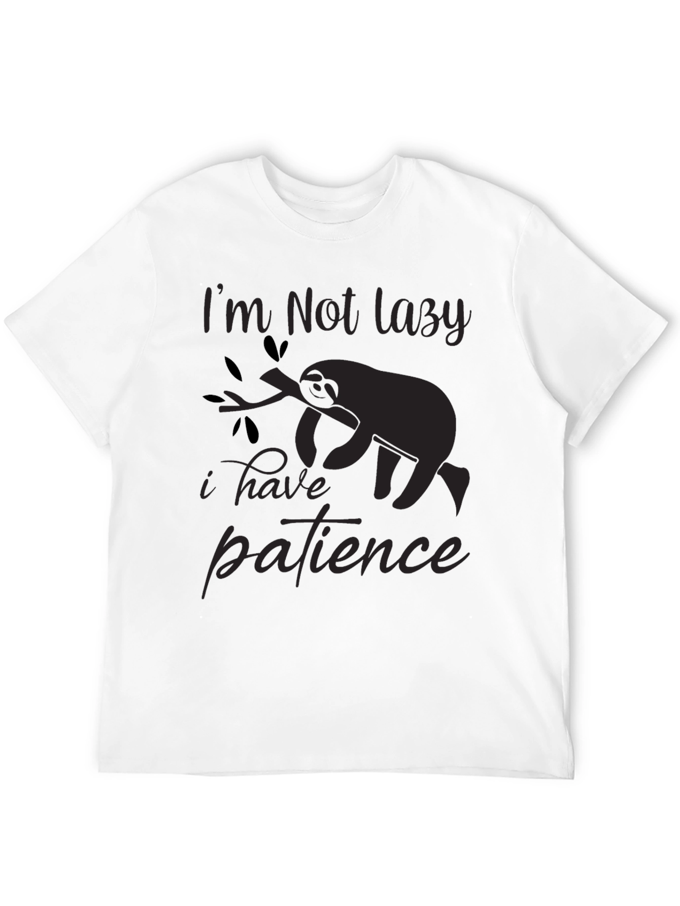 Black I'm Not Lazy T-Shirt Sloth Patience Graphic Tee view 12