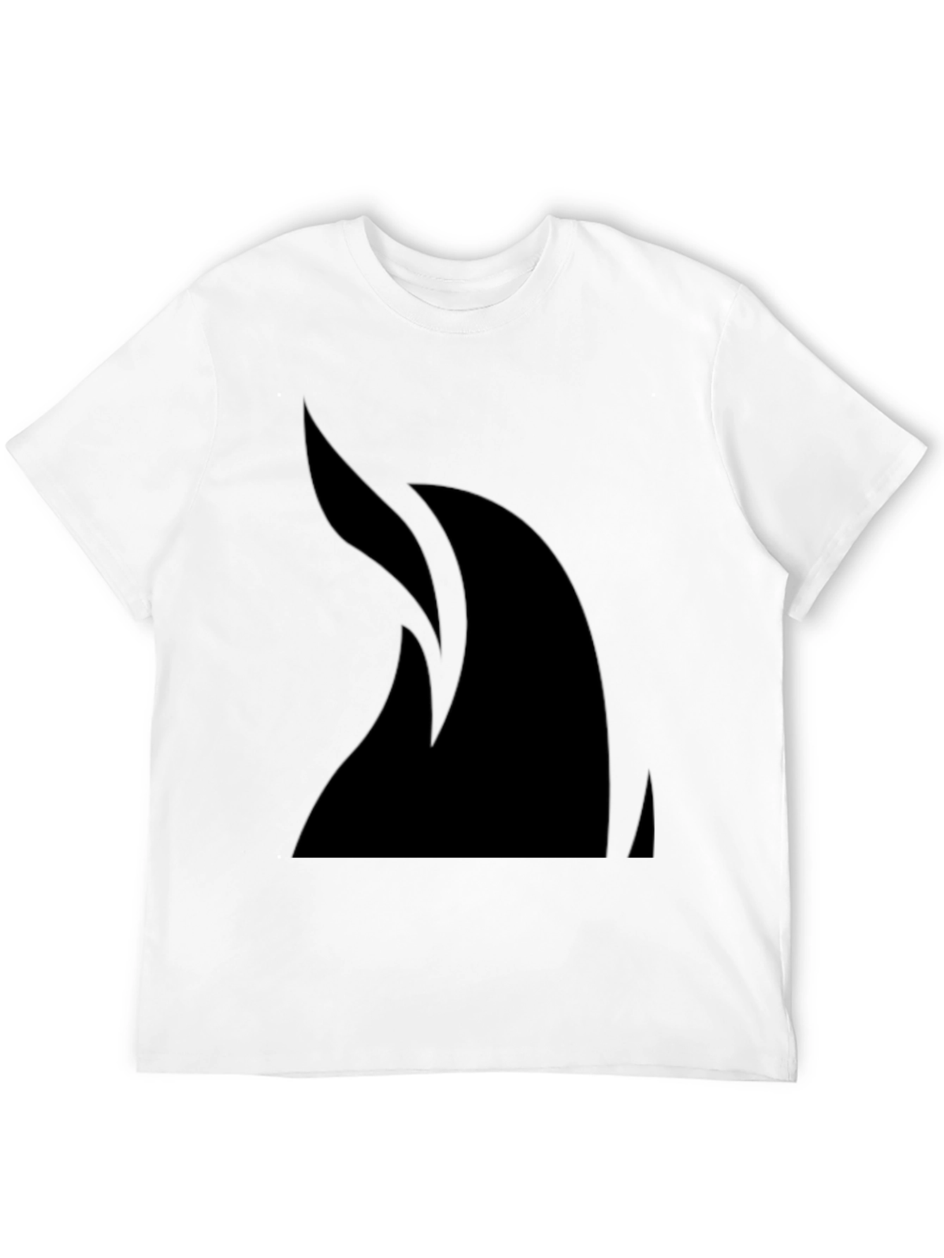 Black Sleek Black T-Shirt with Abstract Flame Design view 12