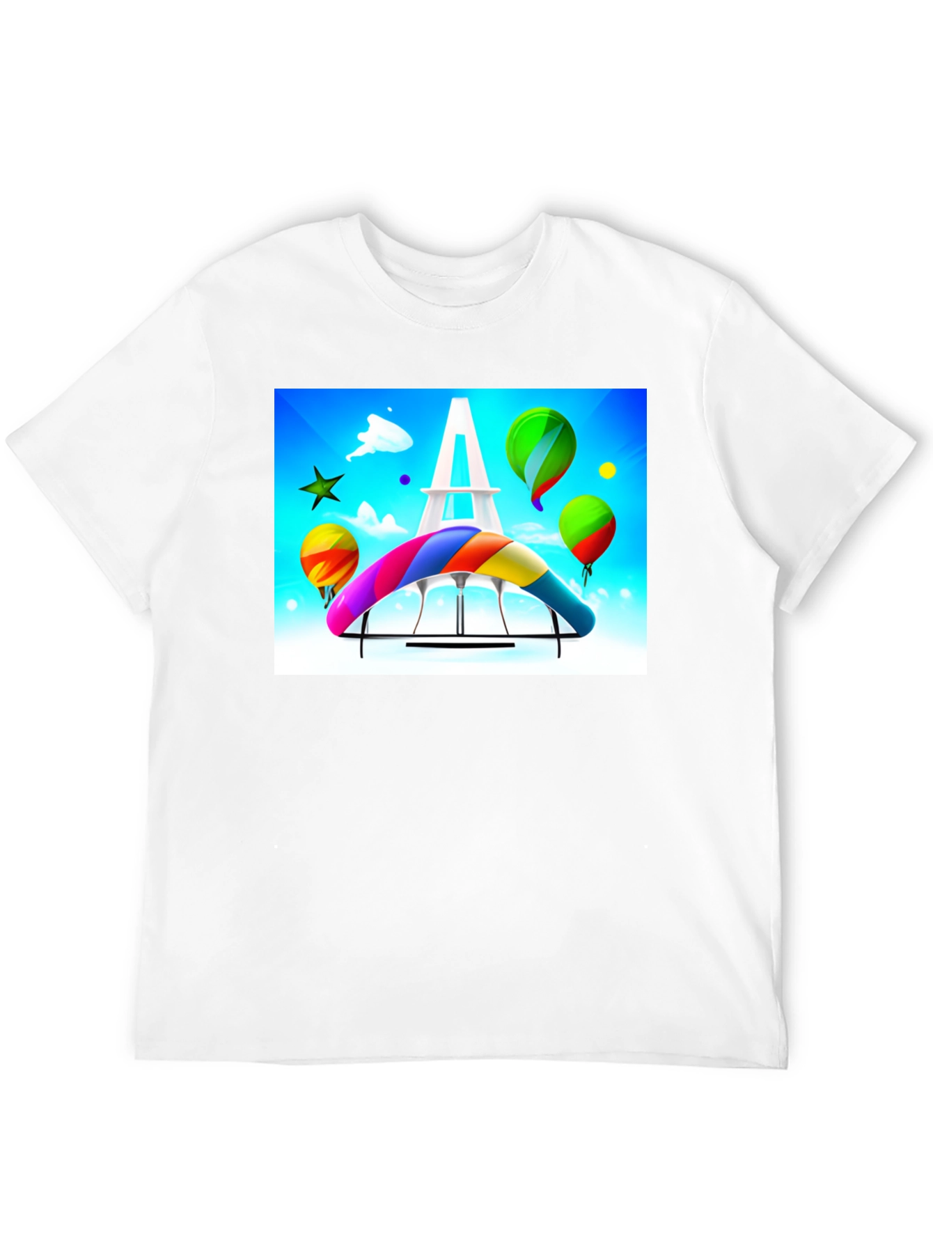 Black Paris Rainbow Hang Gliding T-Shirt view 12