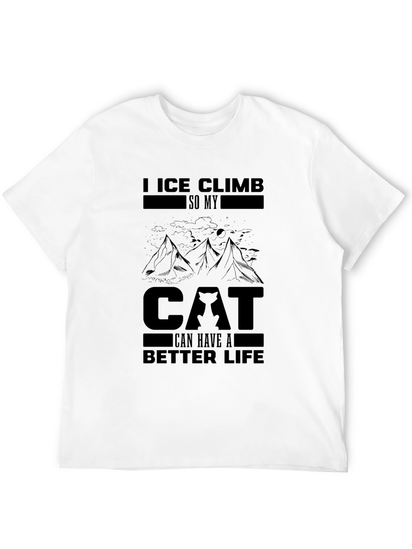 Black Ice Climb Cat Lover Black T-Shirt view 12