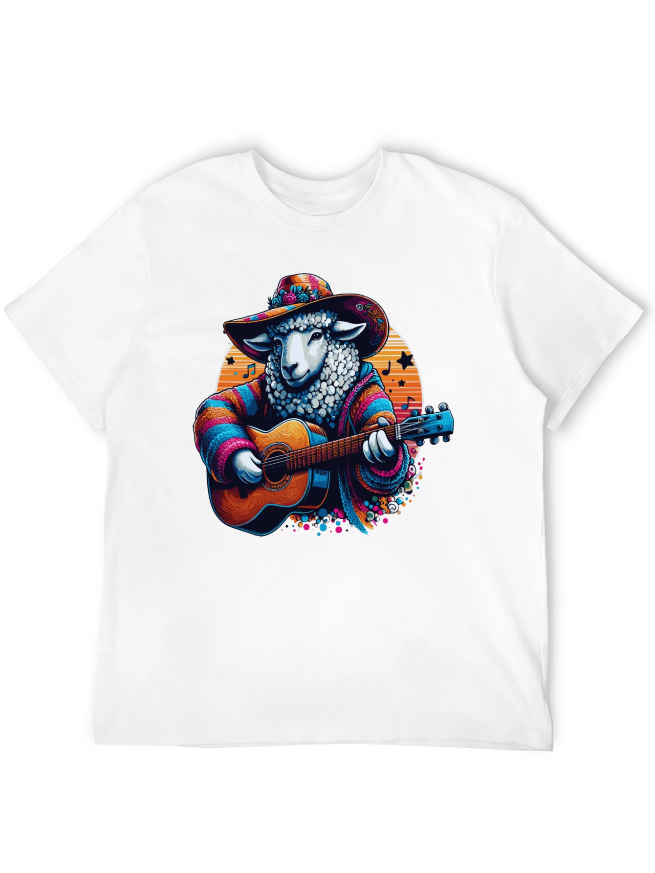 Black Musical Sheep T-Shirt: Colorful Graphic Tee view 12