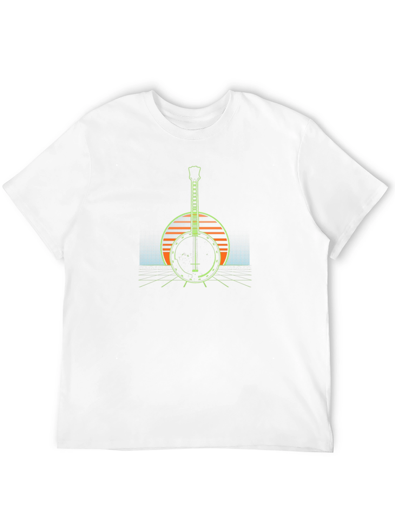 Black Retro Banjo Synthwave Style T-Shirt view 12