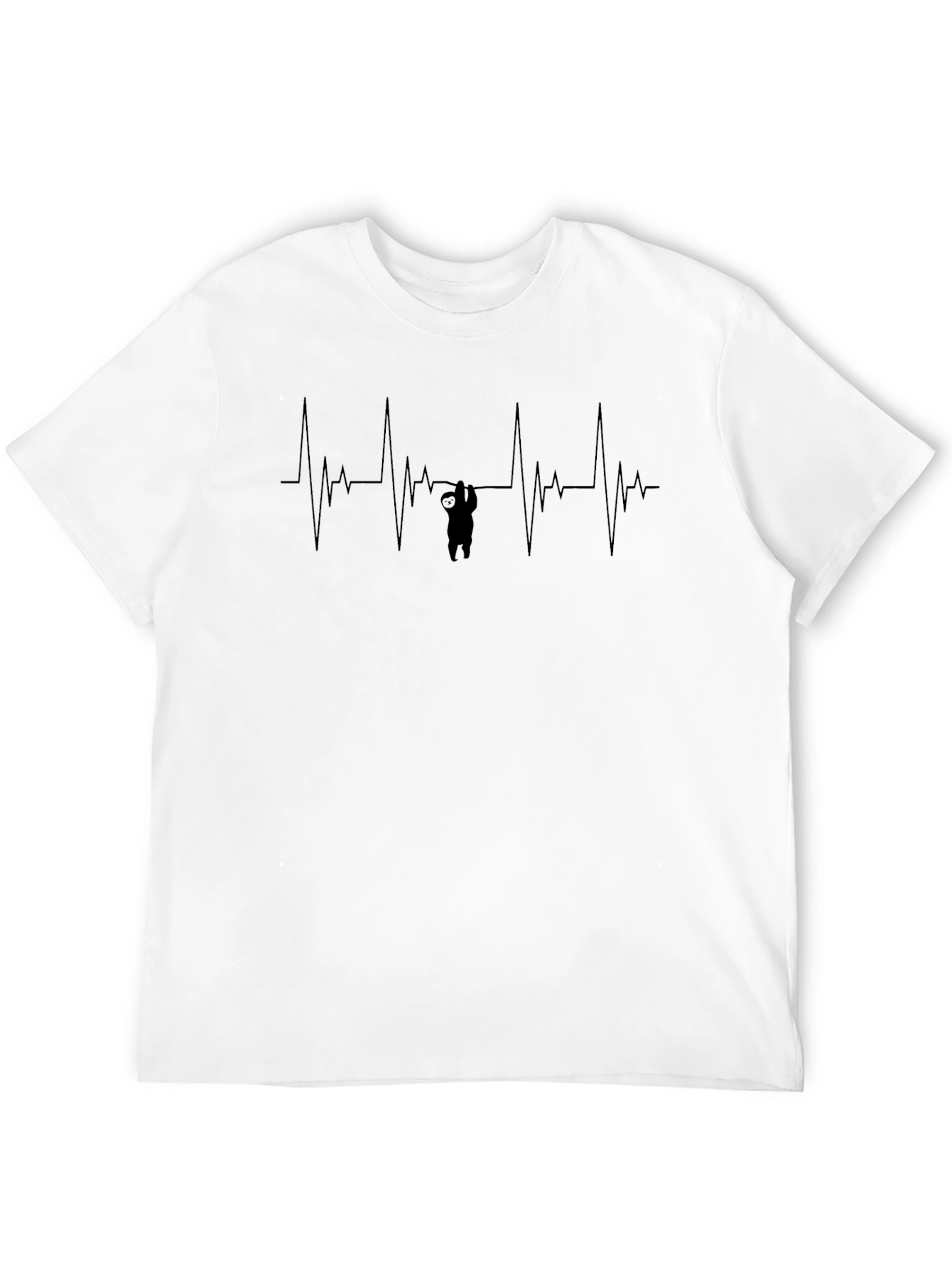 Black Heartbeat Sloth T-Shirt - Black Cotton Tee view 12