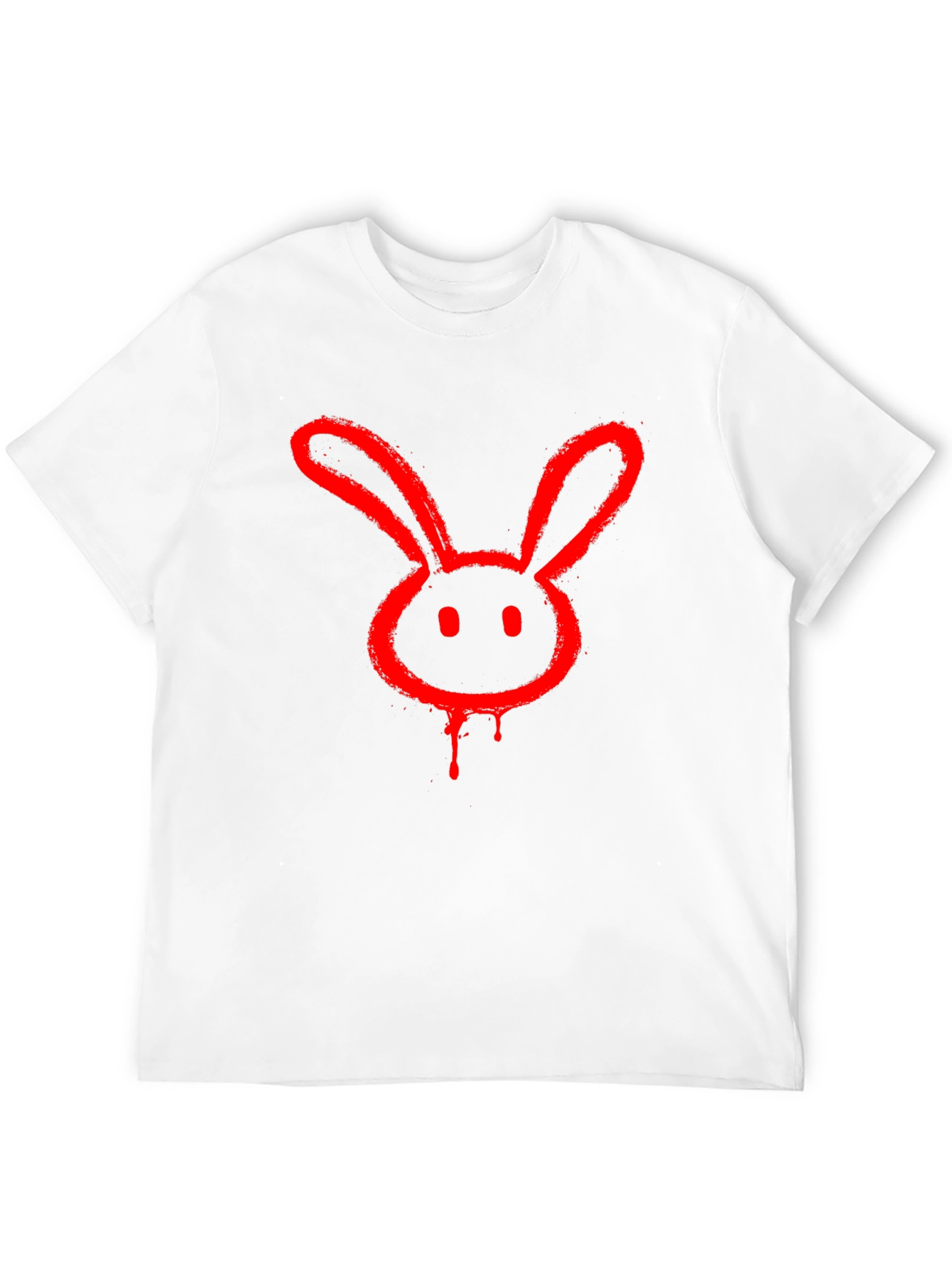 Black Red Bunny Graphic Tee - Black Cotton Casual T-Shirt view 12