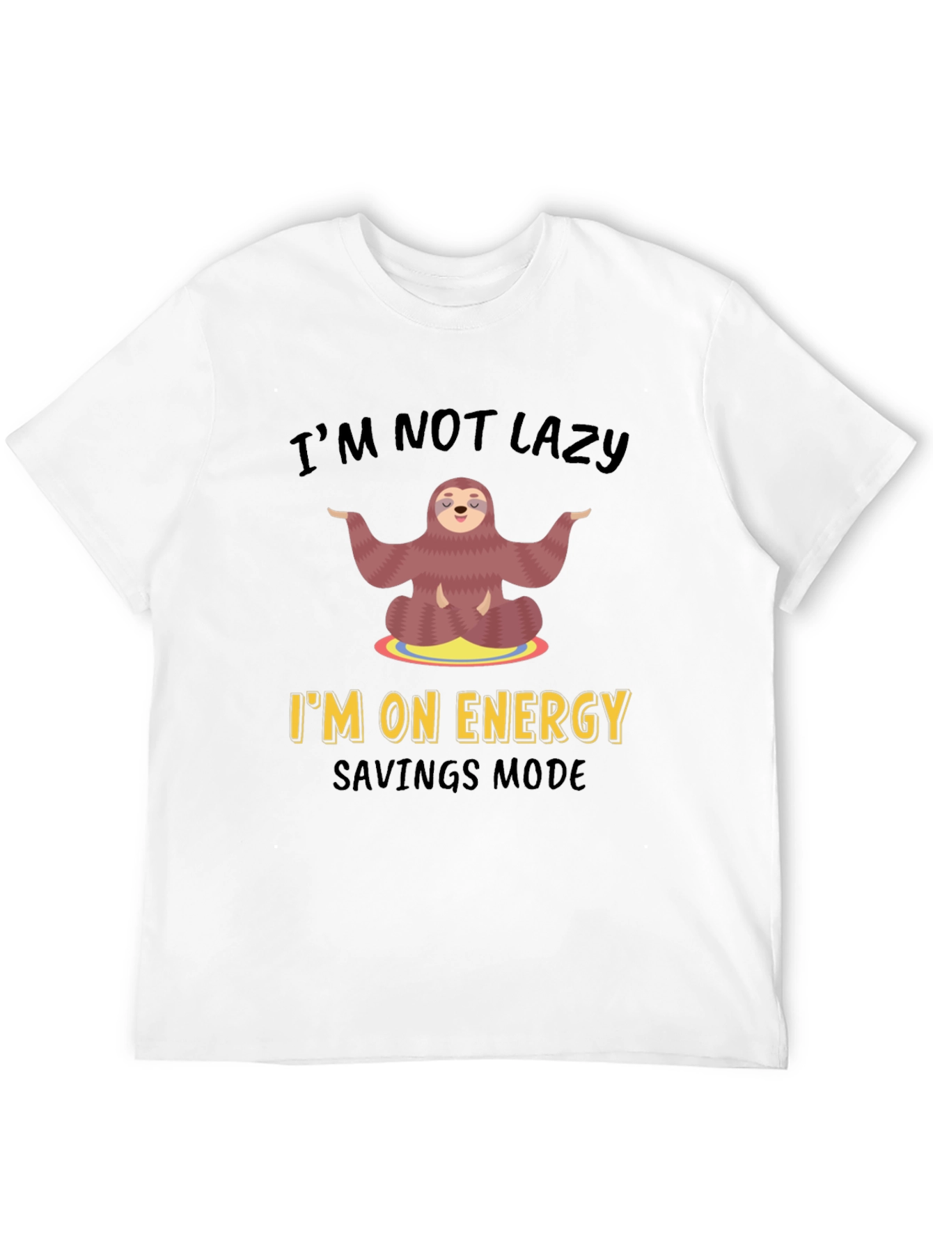 Black Lazy Sloth Energy Saving Mode Graphic T-Shirt view 12