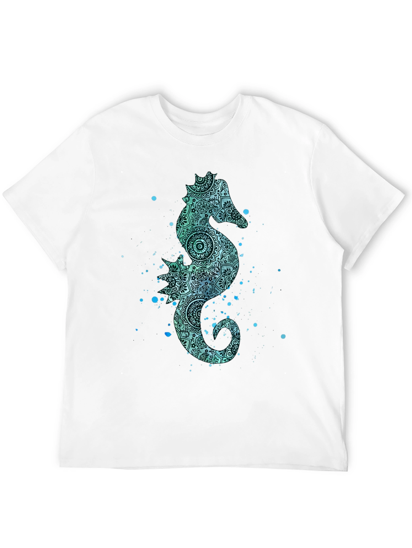 Black Seahorse Graphic Tee - Men's Black Cotton T-Shirt view 12