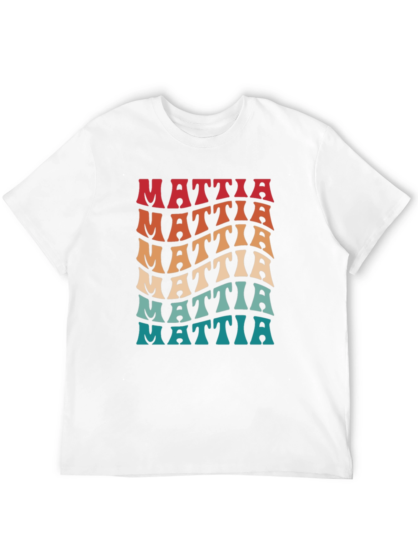 Black Retro Name Mattia Wavy Text T-Shirt view 12