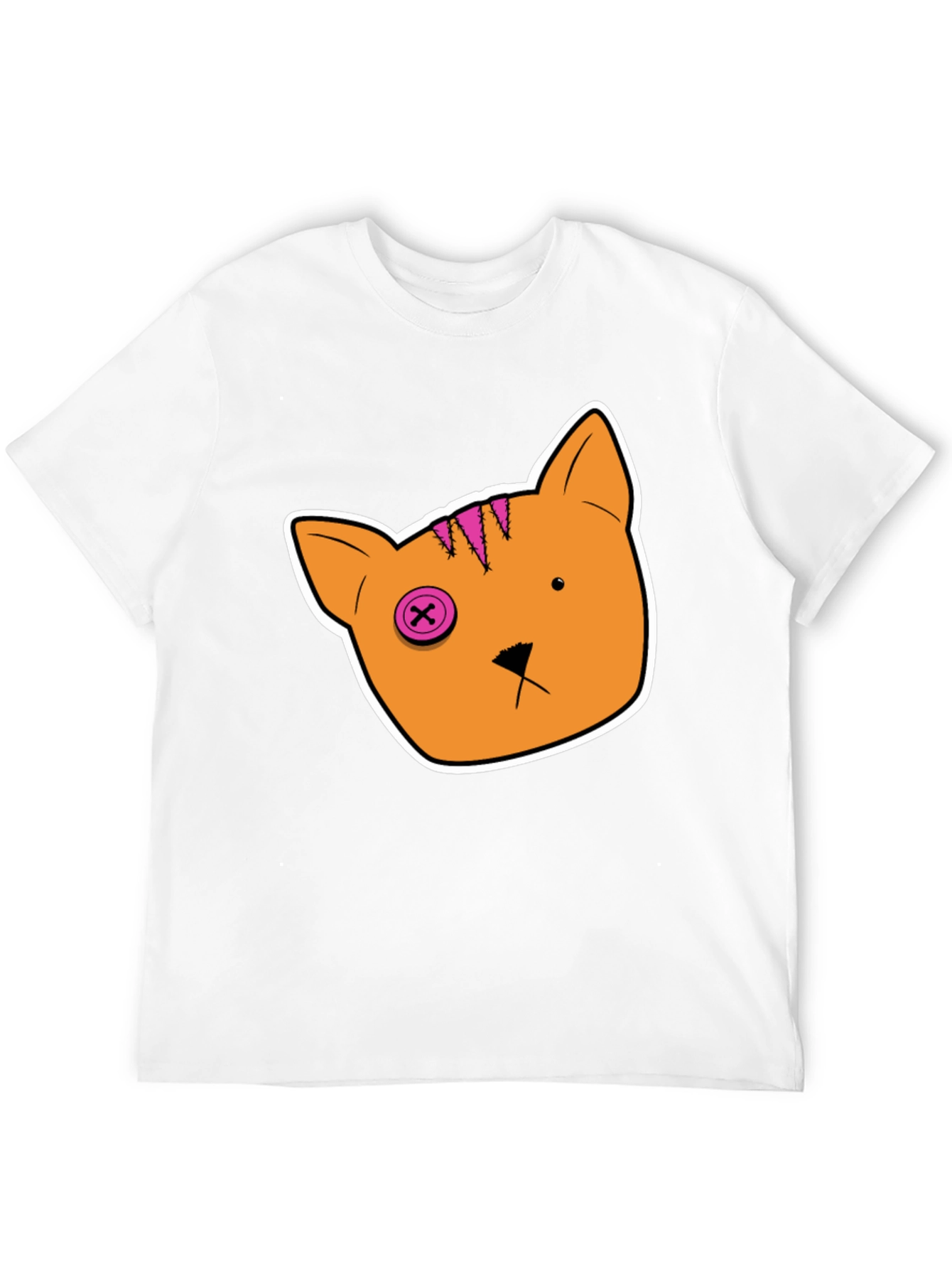 Black Cartoon Cat Tee: Black Cotton T-Shirt view 12