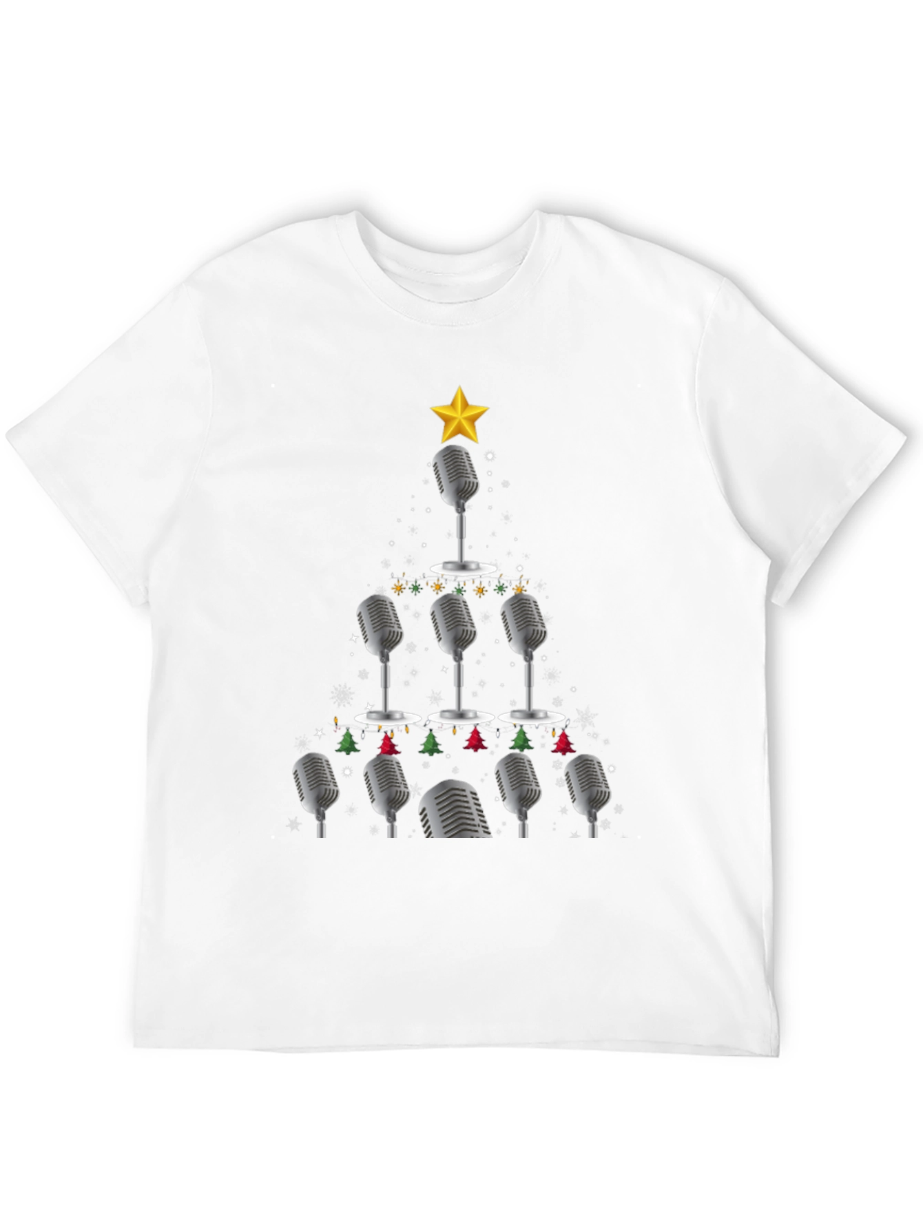 Black Microphone Christmas Tree Graphic Tee view 12