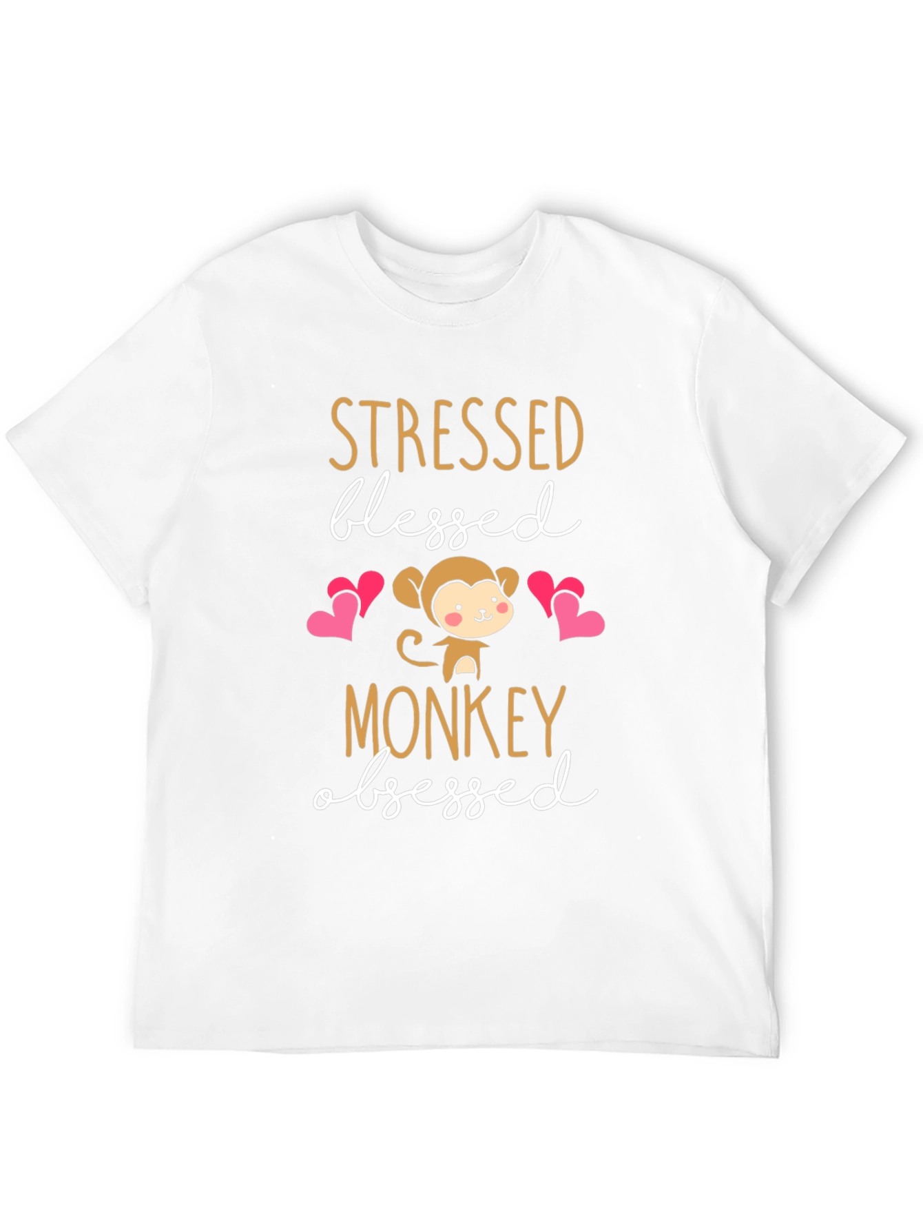 Black Stressed Blessed Monkey Obsessed T-Shirt view 12