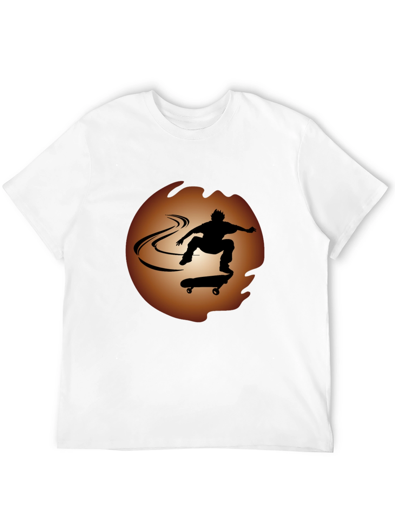 Black Skateboarder Silhouette Graphic Tee - Black Cotton view 12