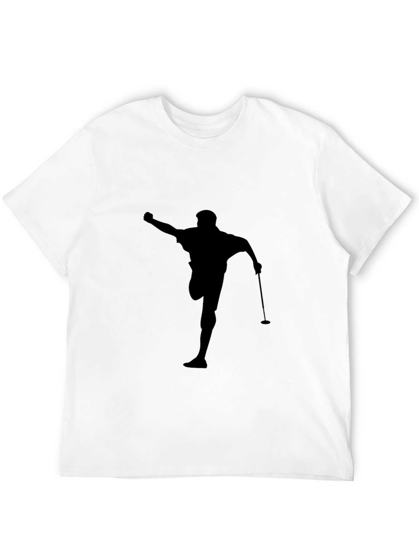 Black Golfer Silhouette Graphic Tee - Black Cotton Casual view 12