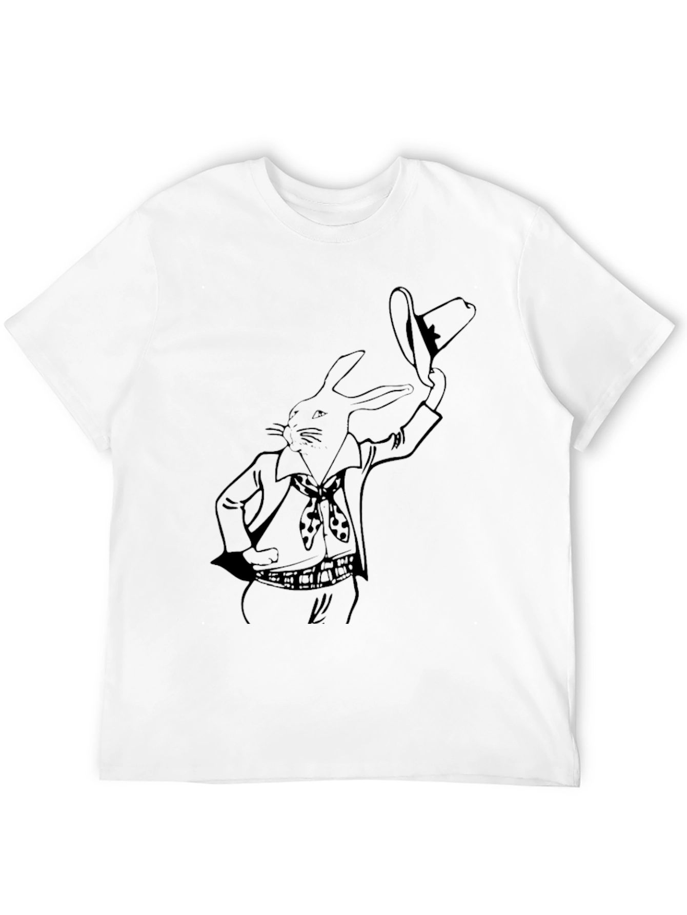 Black Rabbit Cowboy Graphic Tee - Black Cotton T-Shirt view 12