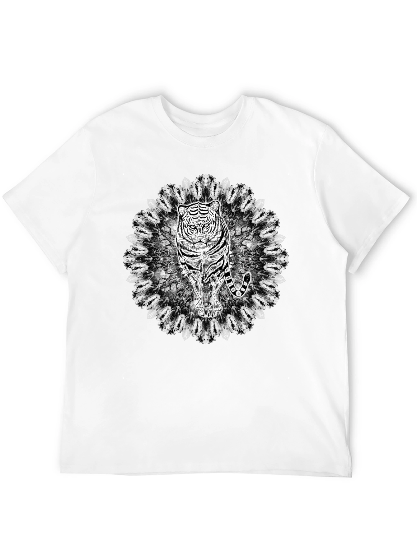 Black Tiger Mandala Graphic Black T-Shirt view 12