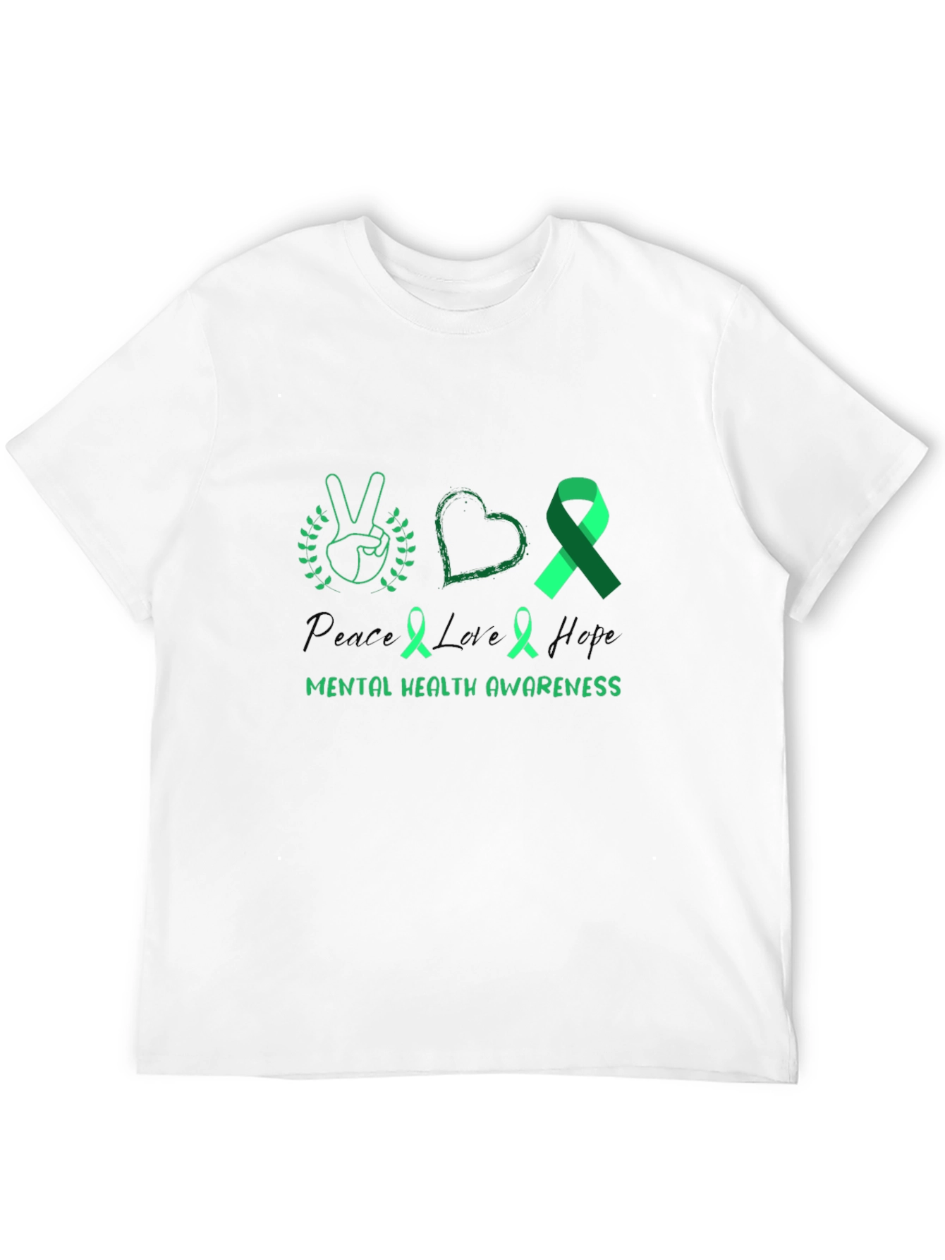 Black Peace Love Hope Mental Health Awareness T-Shirt view 12