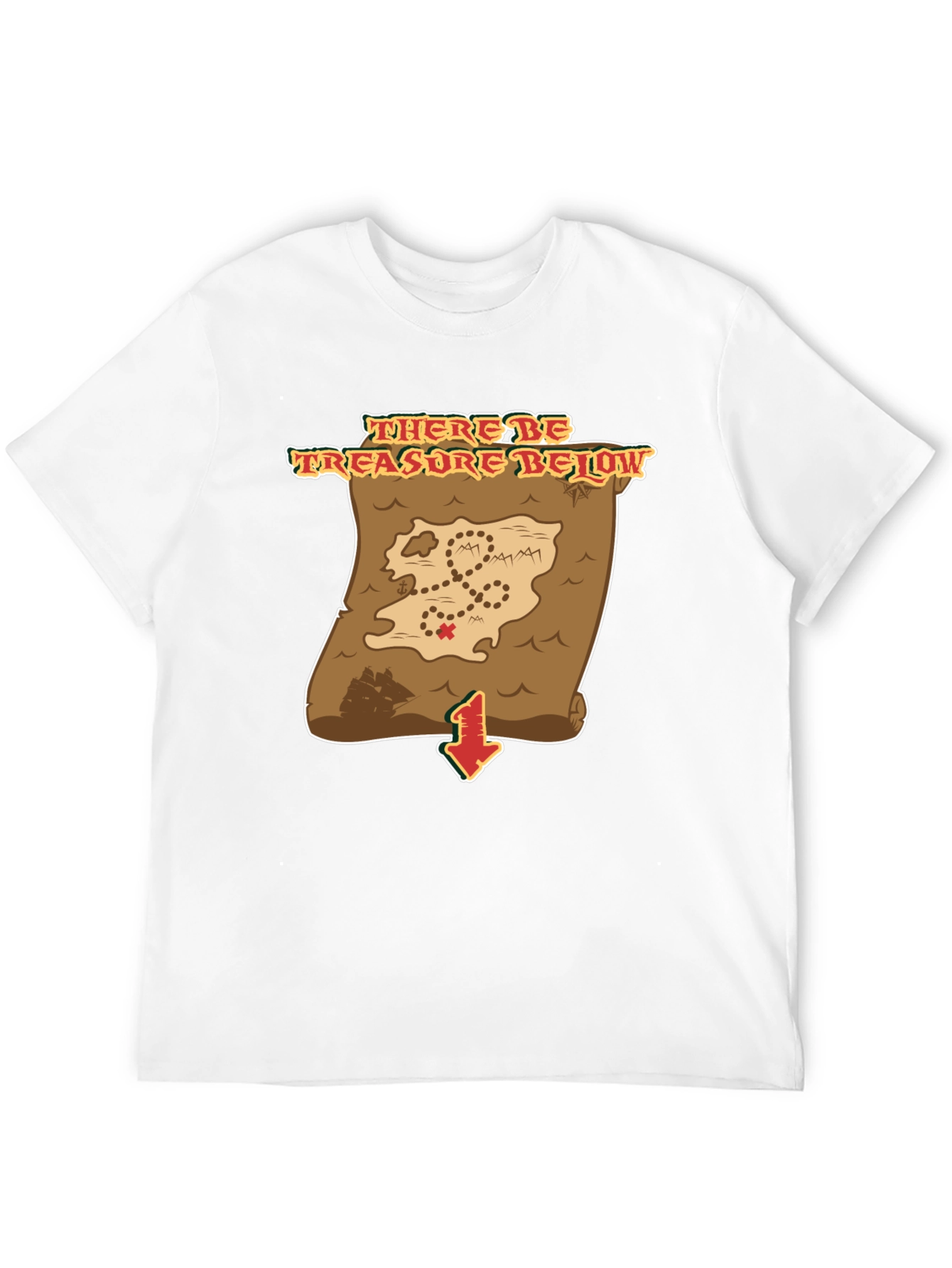 Black Treasure Map T-Shirt - Pirate's Booty Below! view 12