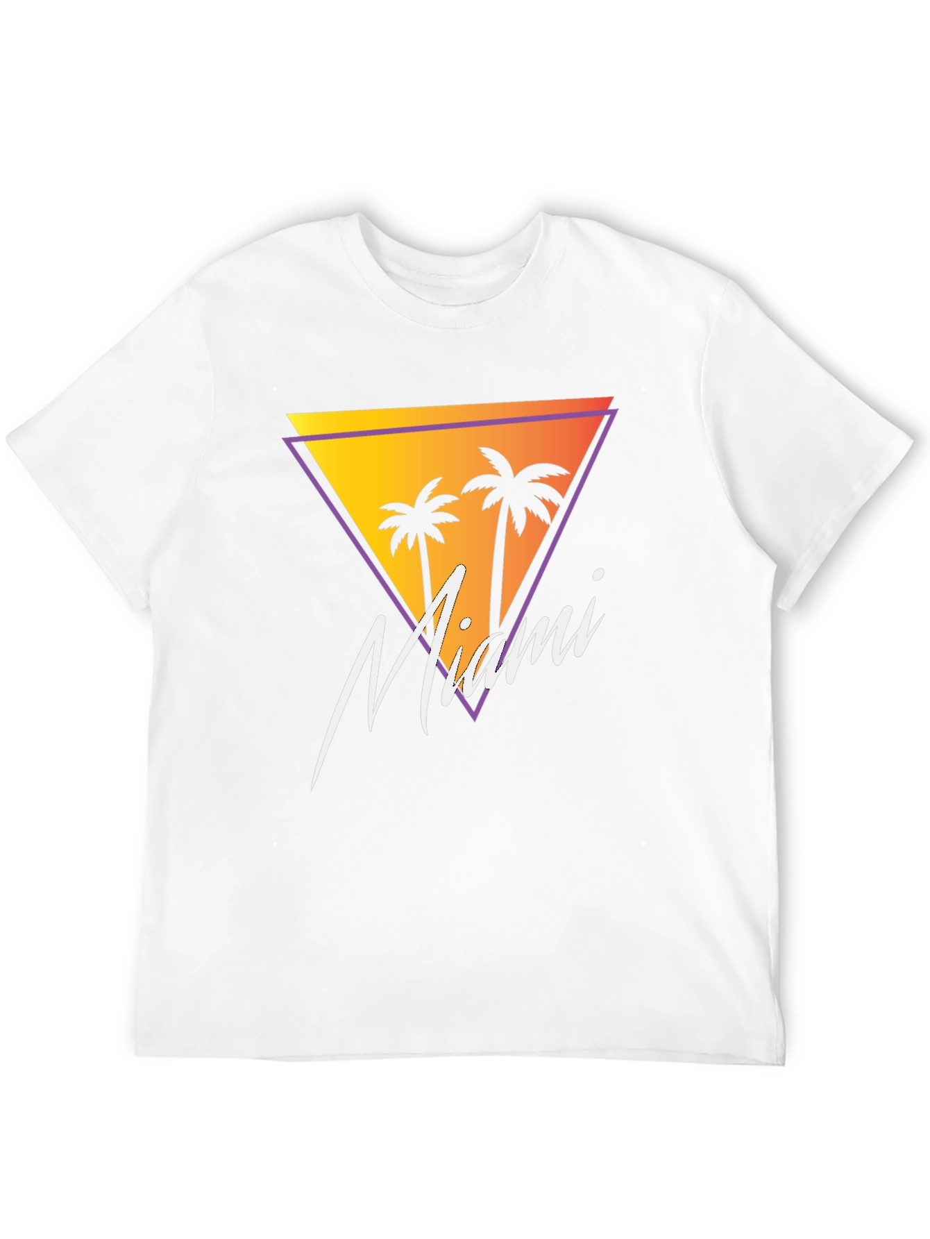 Miami Retro T-Shirt Palm Tree Triangle Black Tee - 12