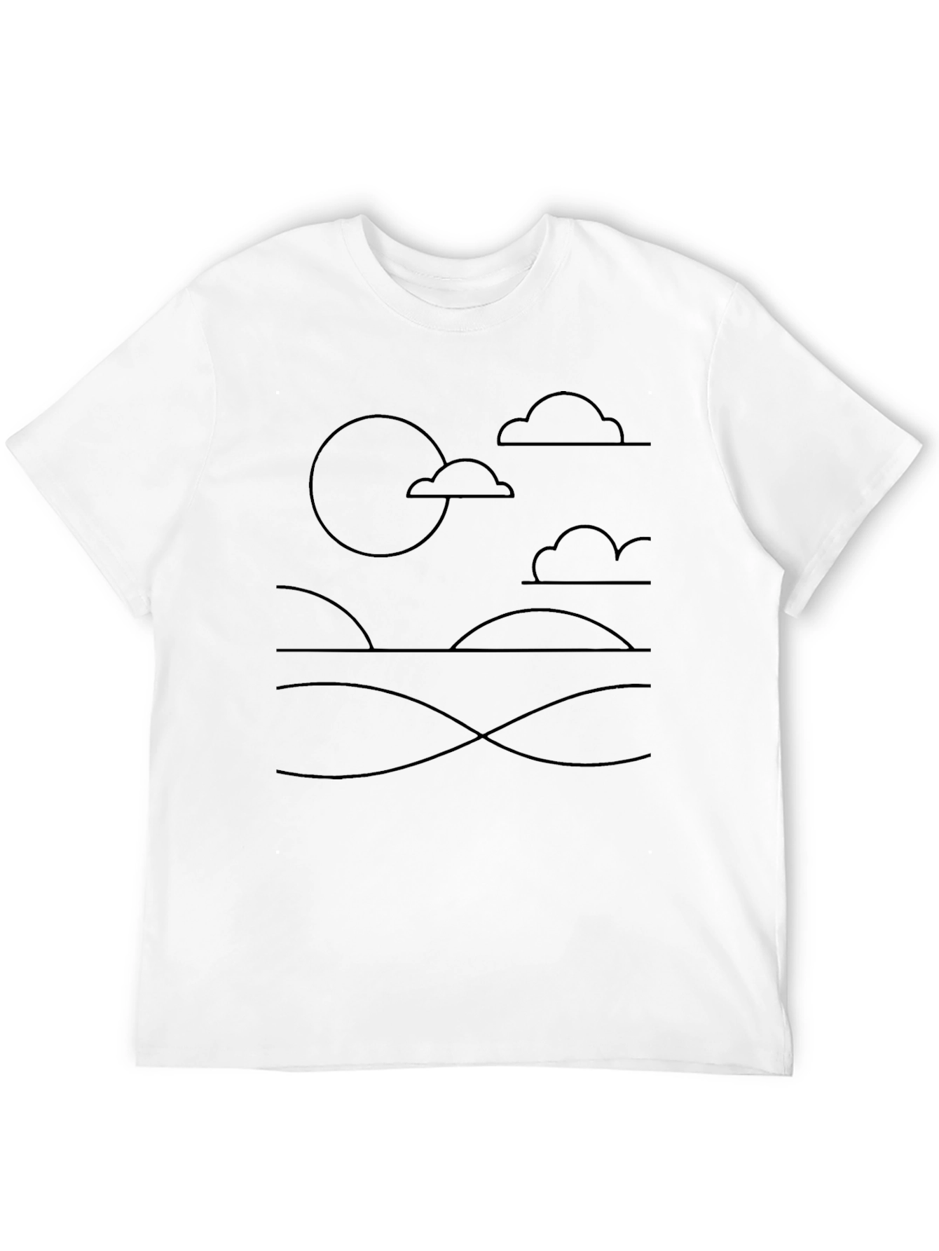 Black Minimalist Landscape Graphic Tee - Black Cotton Shirt view 12