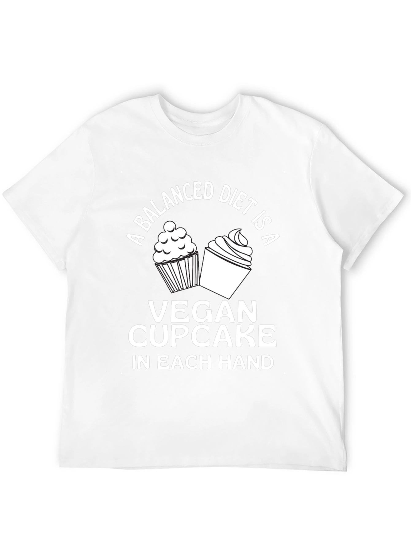 Black Vegan Cupcake T-Shirt - Balanced Diet Design view 12