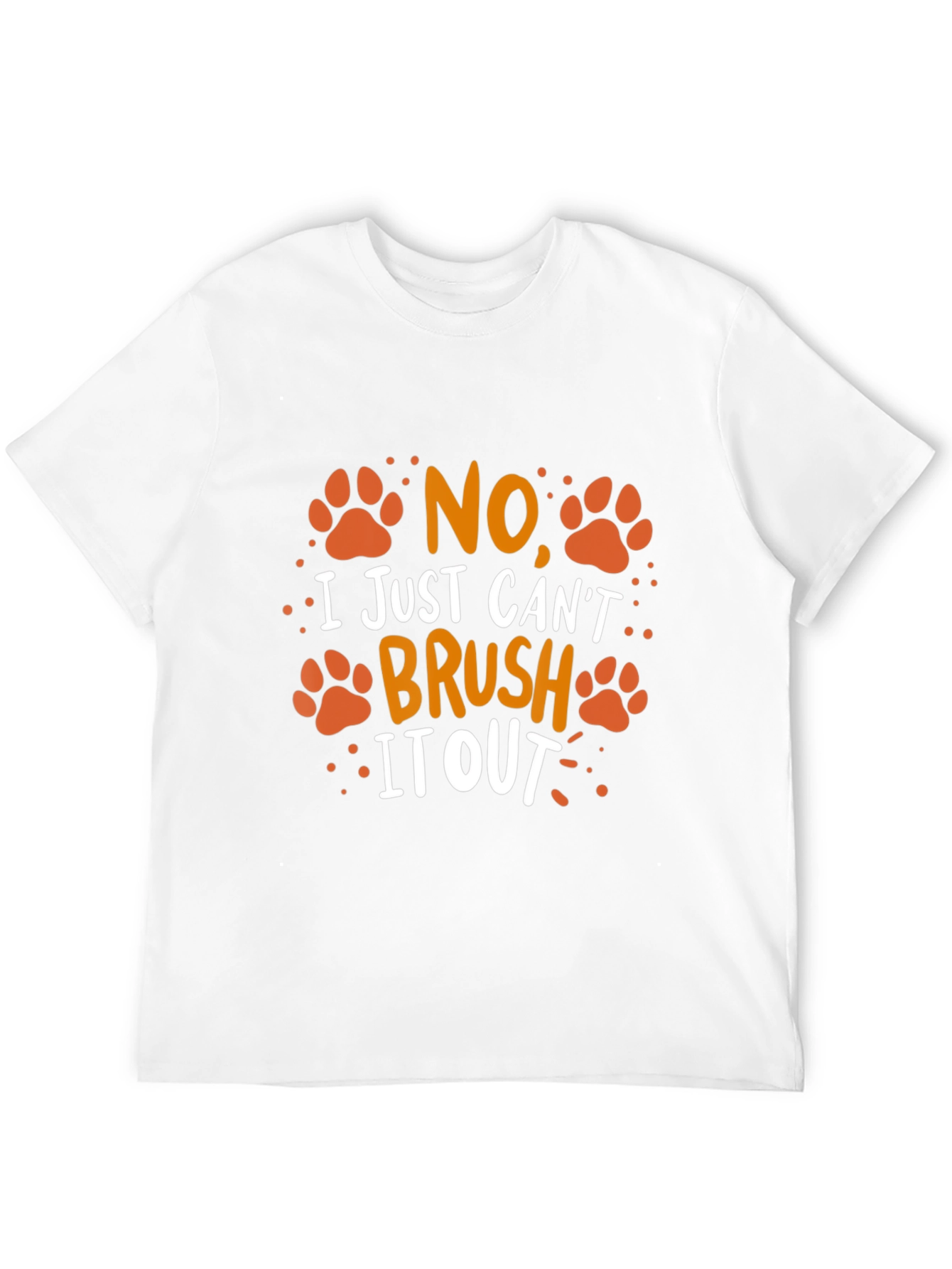 Black No Brush It Out Pet Paw Print T-Shirt view 12