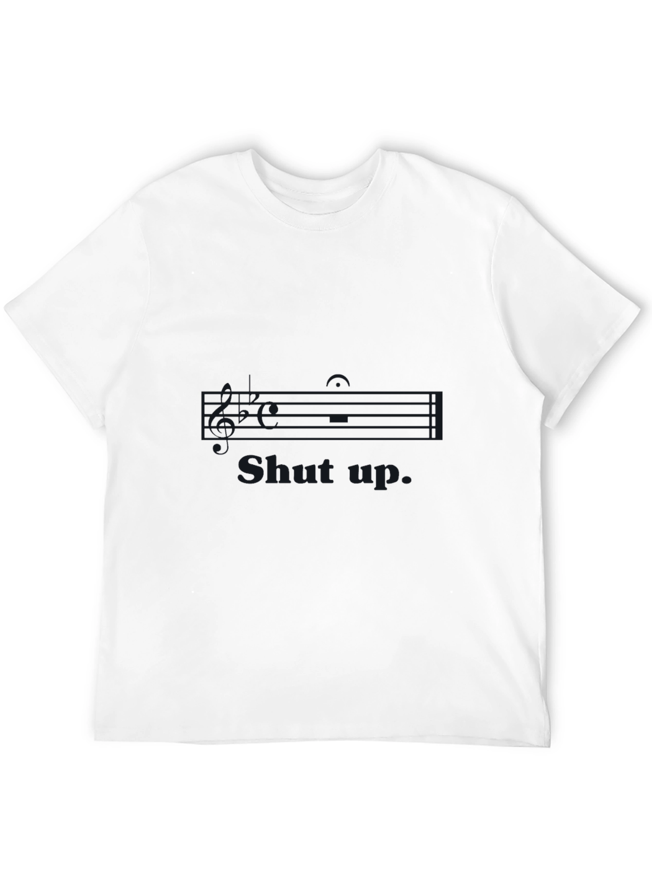 Black Black Graphic Tee - 'Shut Up' Music Note Design view 12