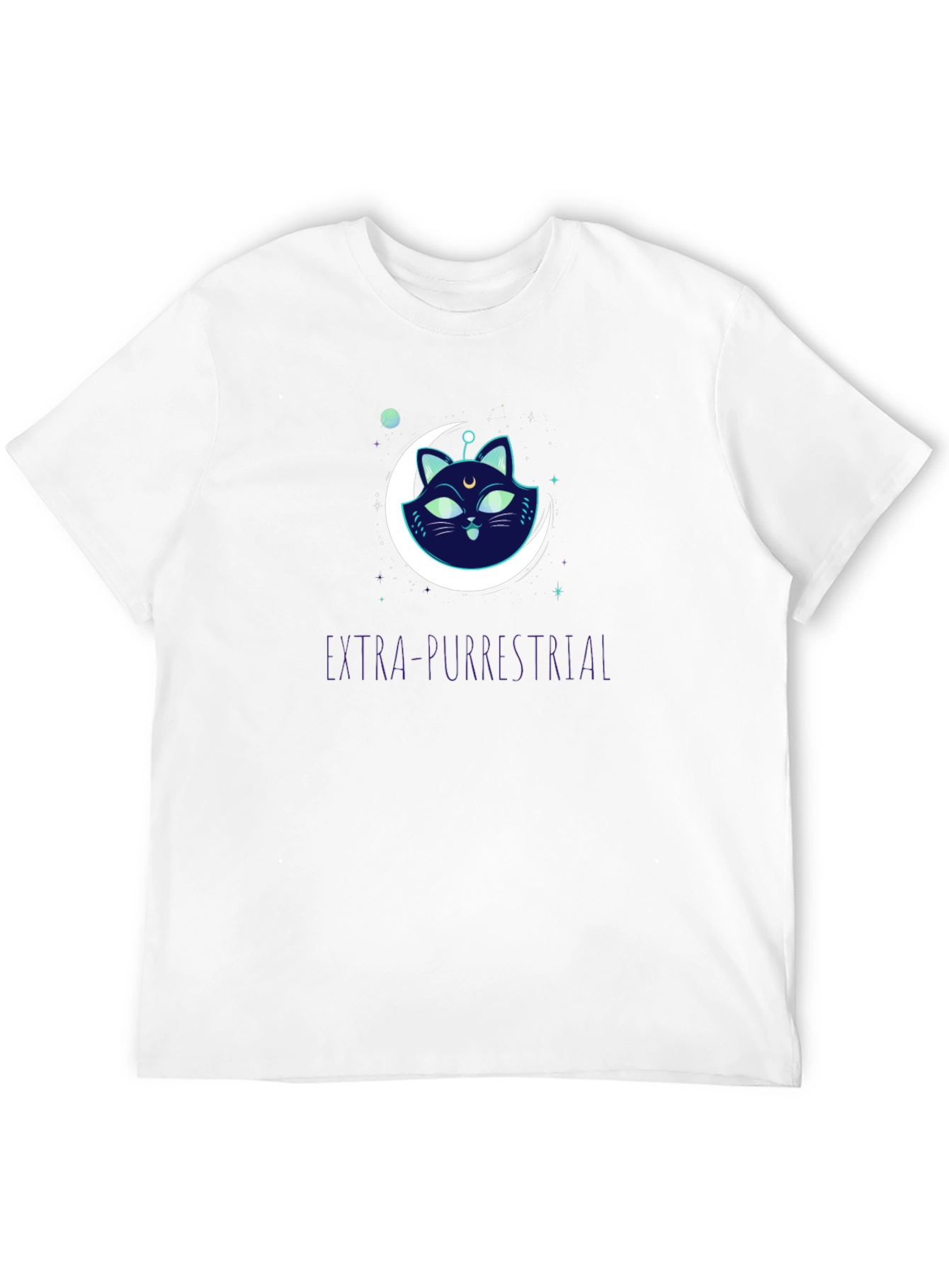 Black Extra-Purrestrial Cat Graphic T-Shirt view 12