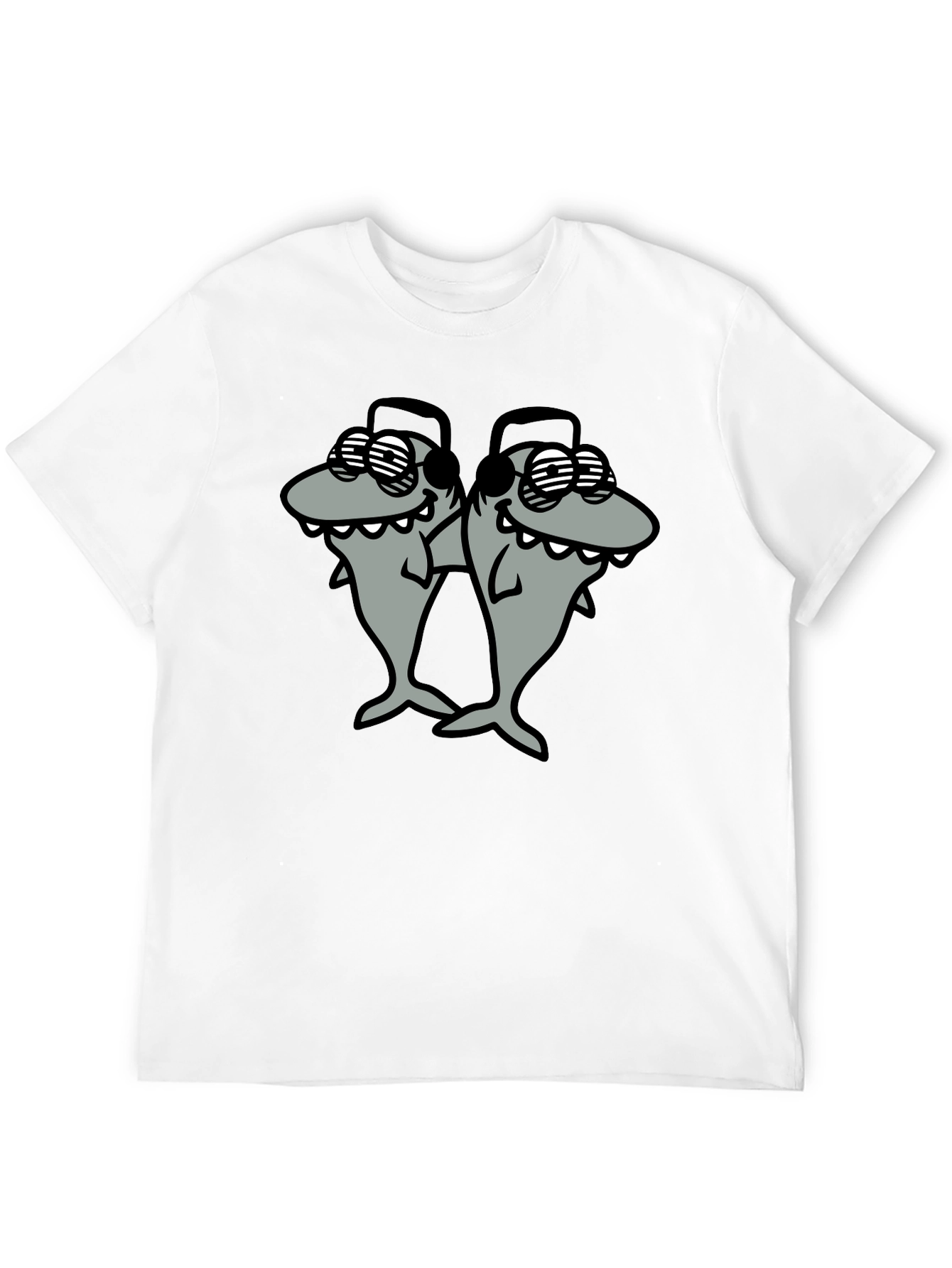 Black Shark DJ Black T-Shirt - Cool Cartoon Graphic Tee view 12