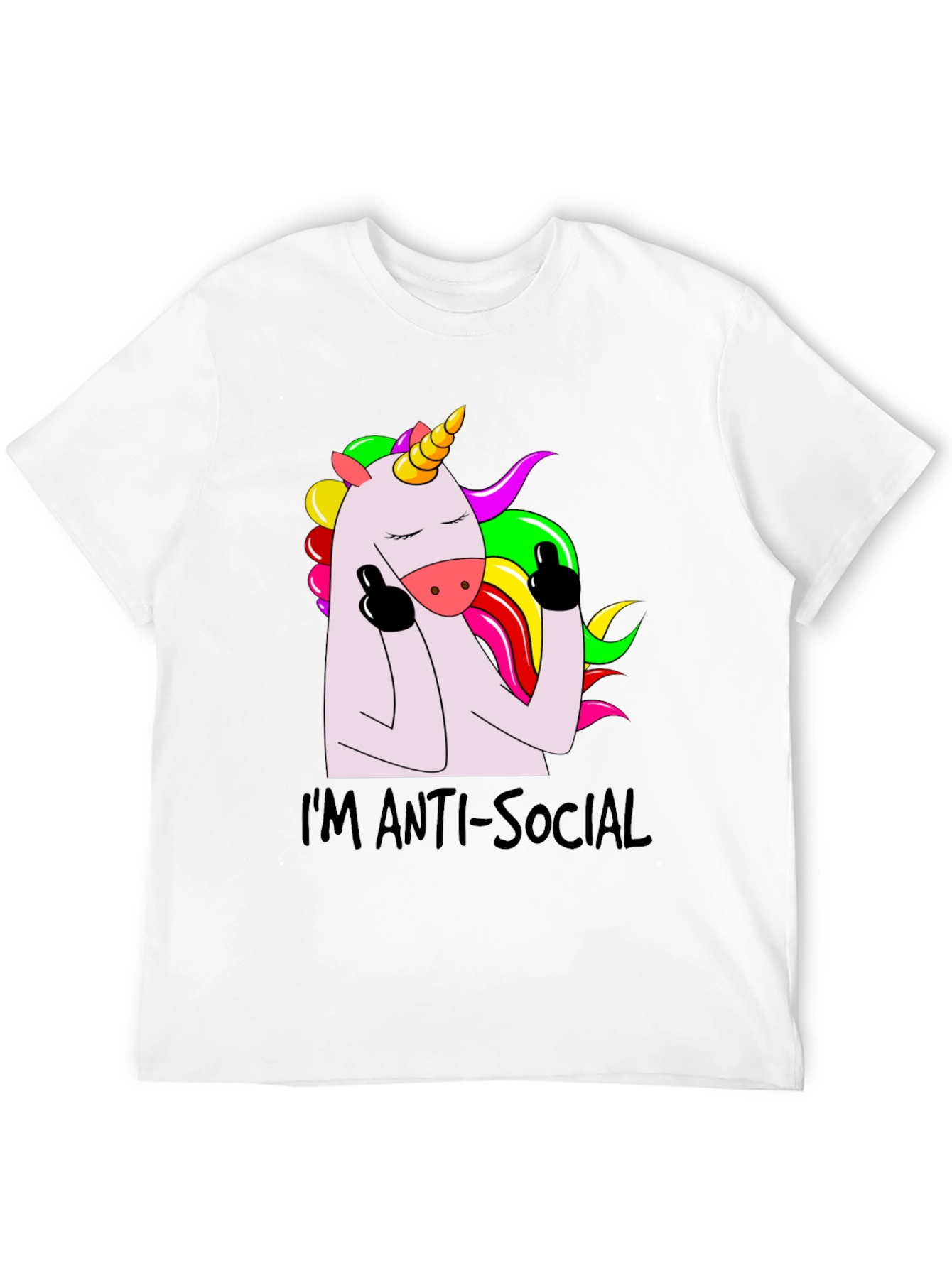 Black Anti-Social Unicorn Graphic Tee - Soft Black Cotton view 12