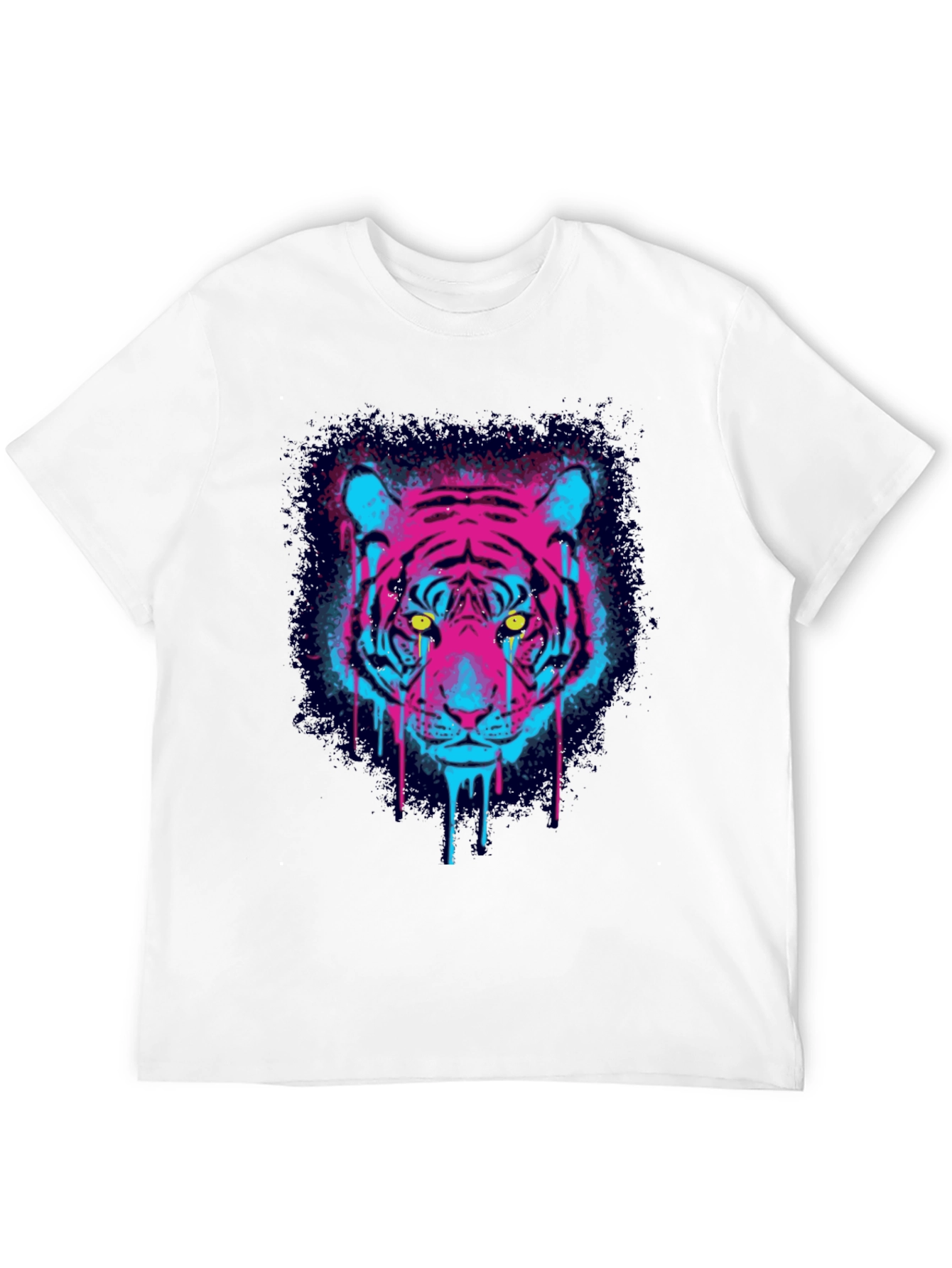 Black Neon Tiger Graphic Print T-Shirt view 12