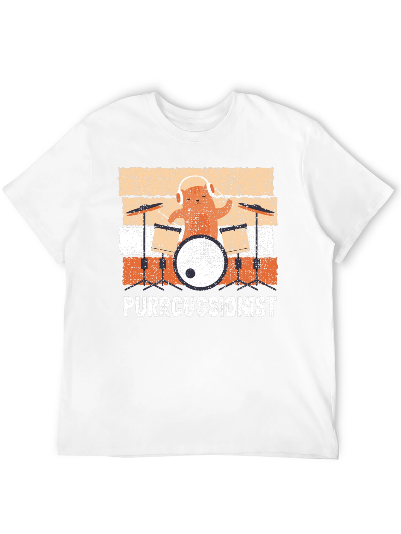 Black Purrcussionist Drummer Cat T-Shirt view 12