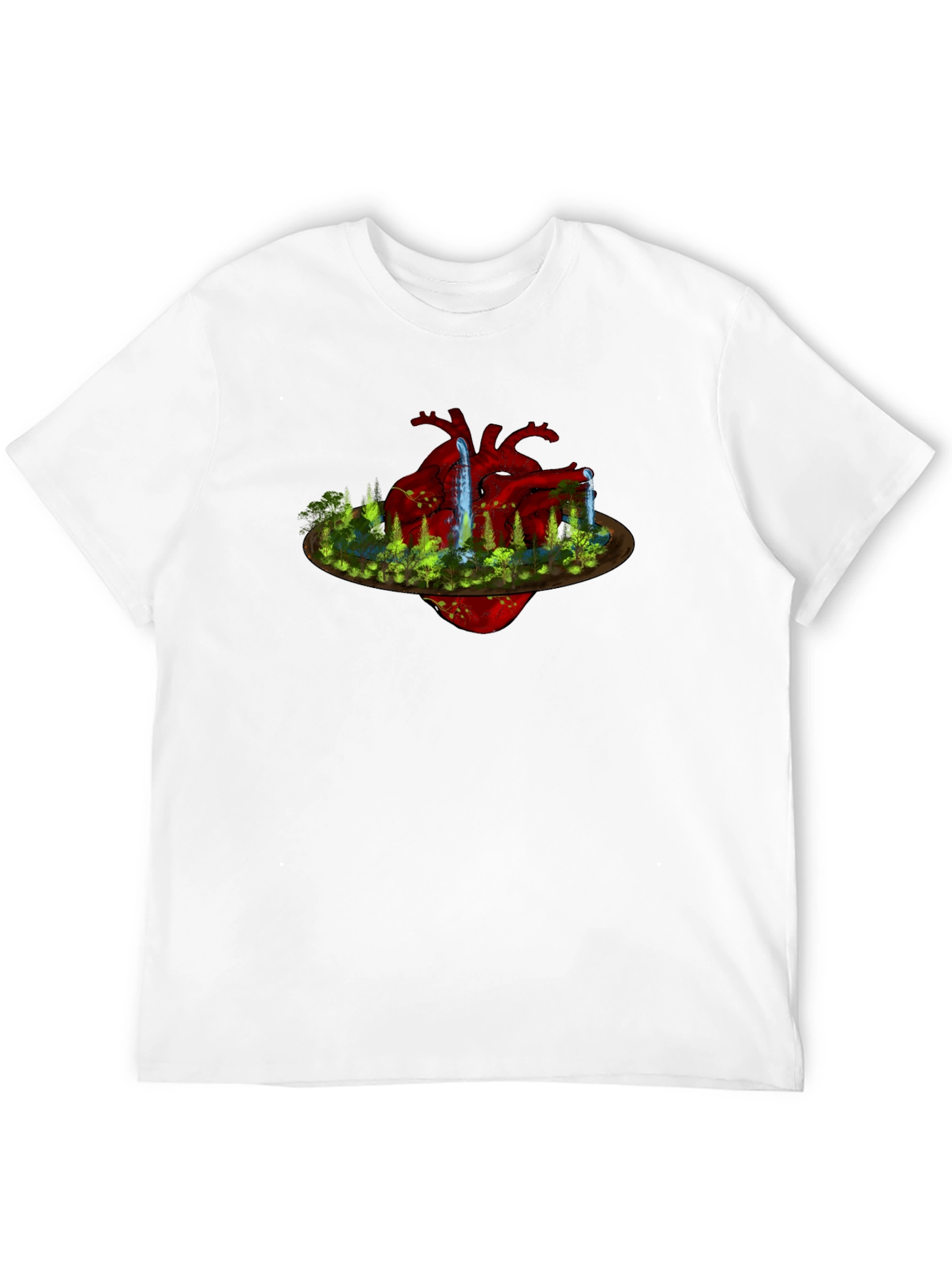 Black Surreal Heart Landscape Black T-Shirt view 12