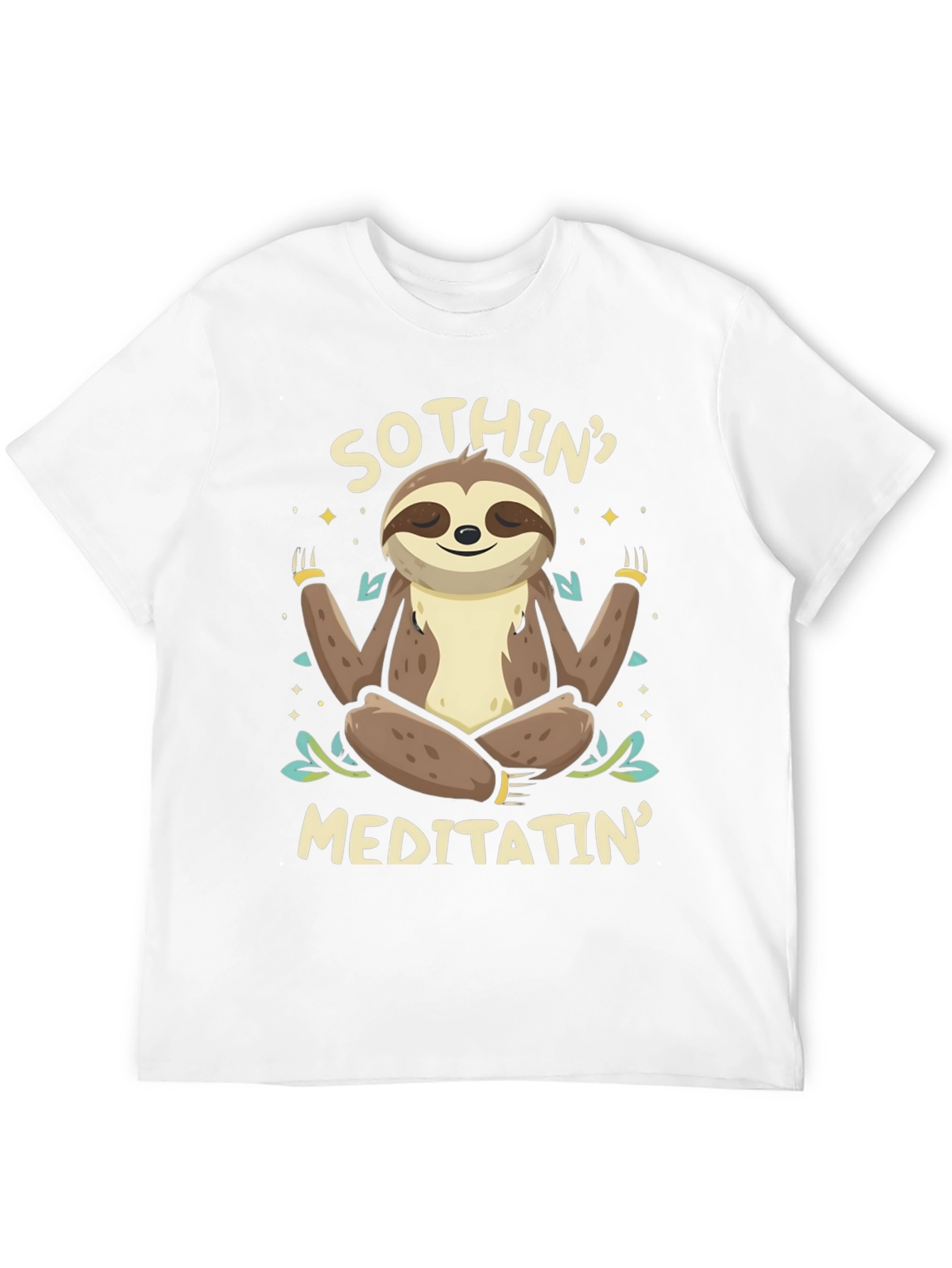 Black Men's "Sothin' Meditatin'" Sloth Graphic T-Shirt view 12
