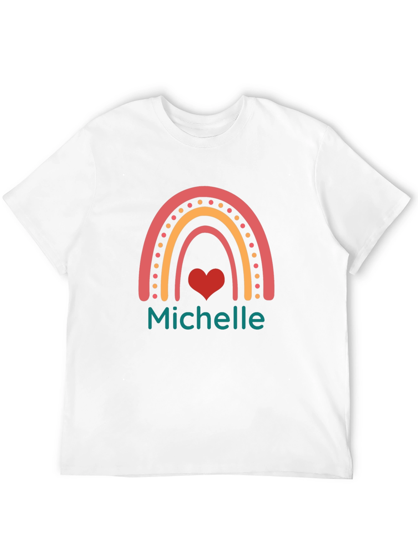 Black Michelle Rainbow Heart Personalized T-Shirt view 12