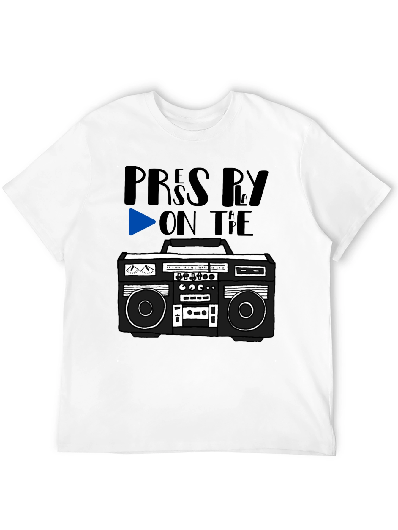 Black Retro Boombox Tee - Press Play On the Tape! view 12