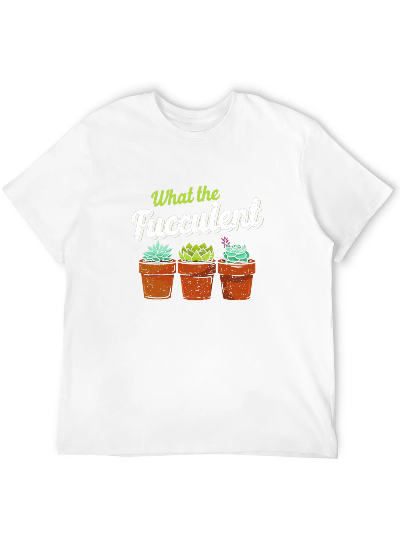Black What the Fucculent T-Shirt - Potted Succulents view 12