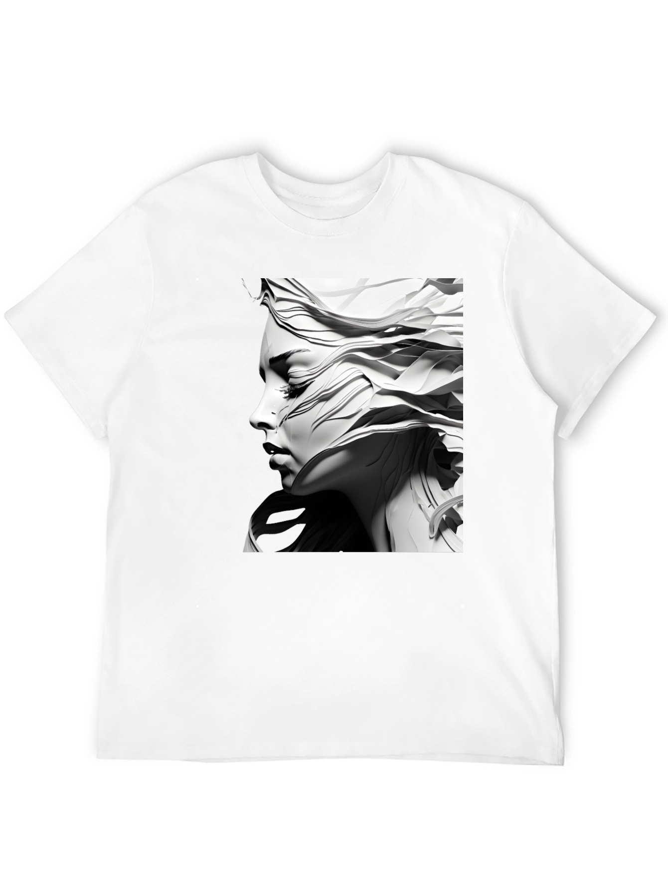 Black Abstract Woman Graphic Tee - Modern Art T-Shirt view 12