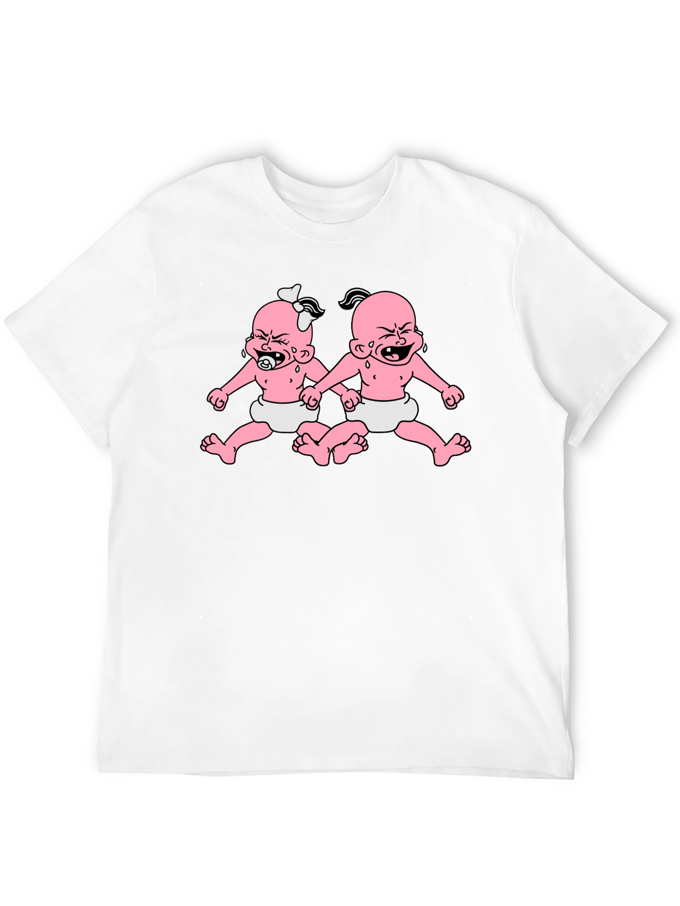 Black Funny Twin Babies Graphic Tee - Black view 12