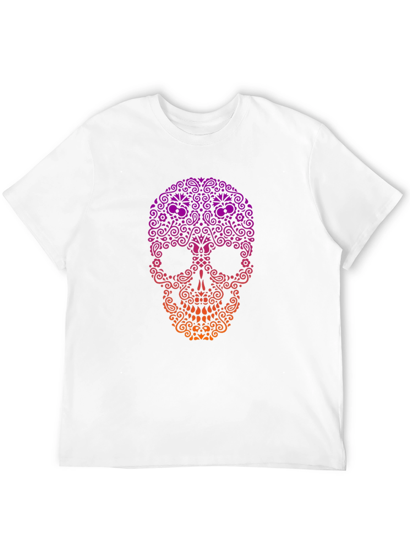 Black Ornamental Skull Graphic Tee - Black Cotton T-Shirt view 12