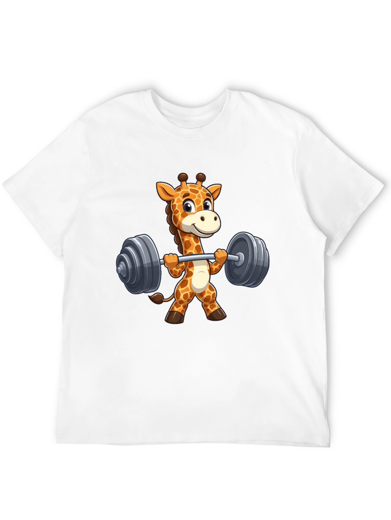 Black Giraffe Lifting Weights Graphic T-Shirt - Black view 12