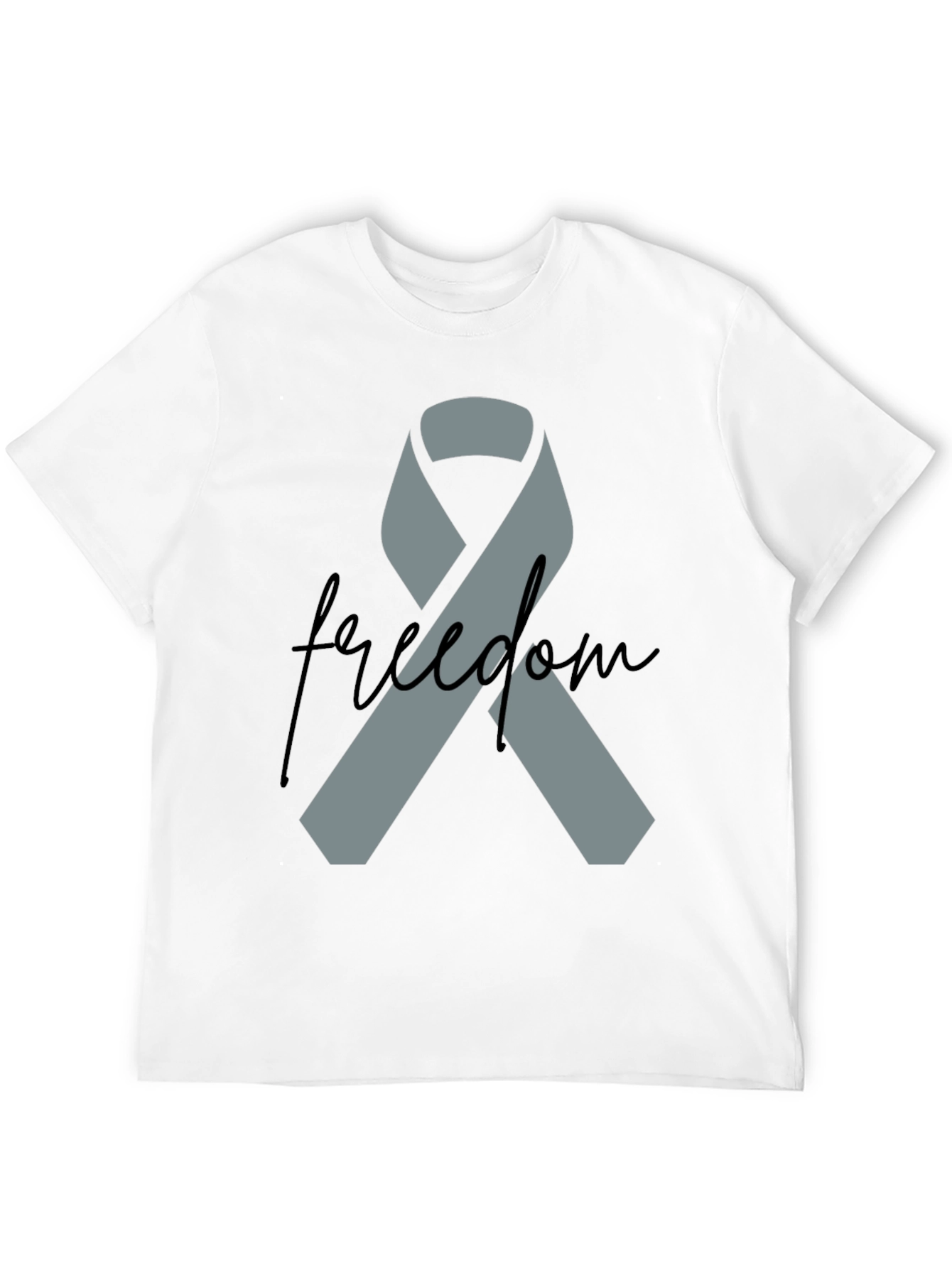 Freedom Ribbon T-Shirt - Grey Ribbon on Black - 12
