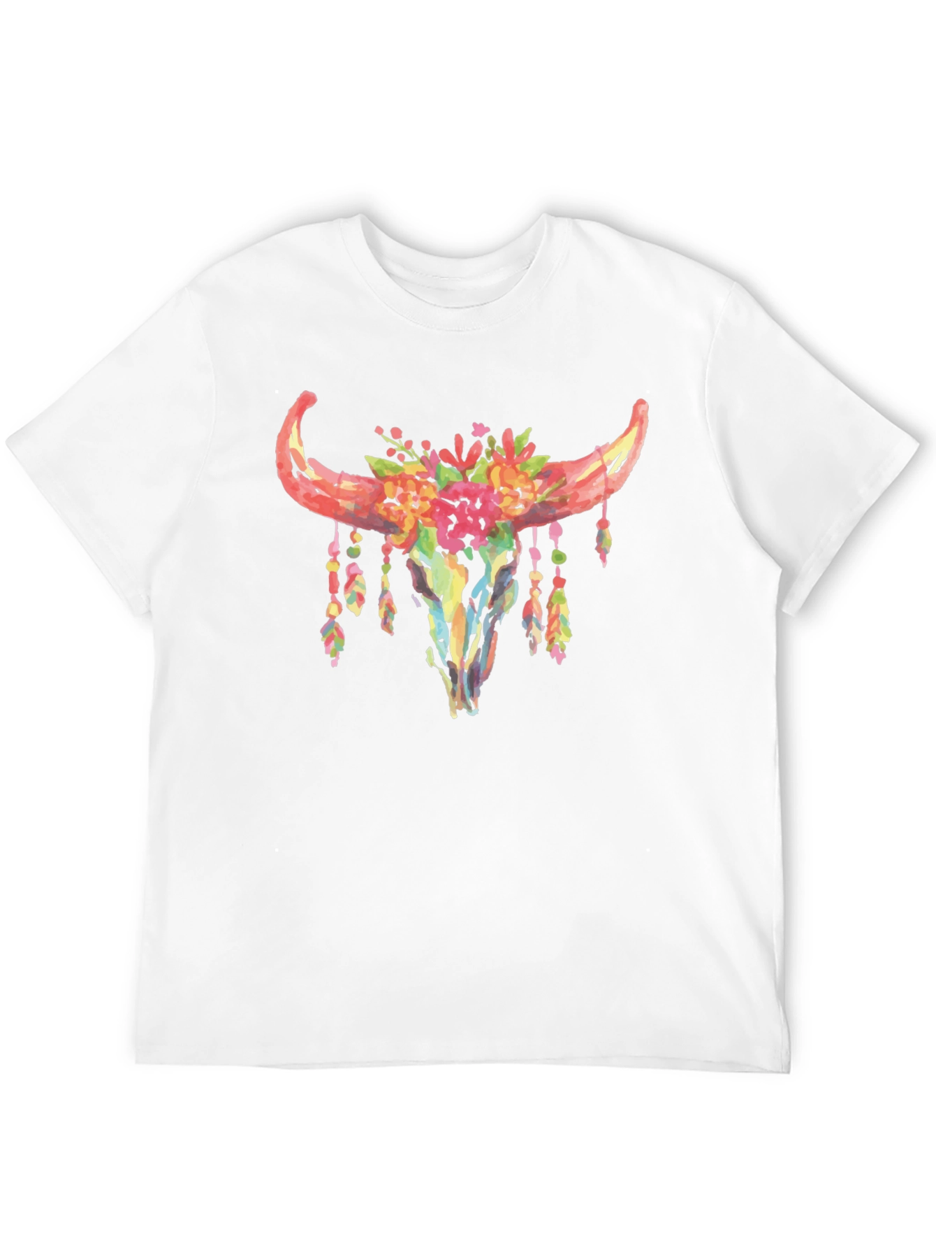 Black Floral Bull Skull Graphic T-Shirt view 12
