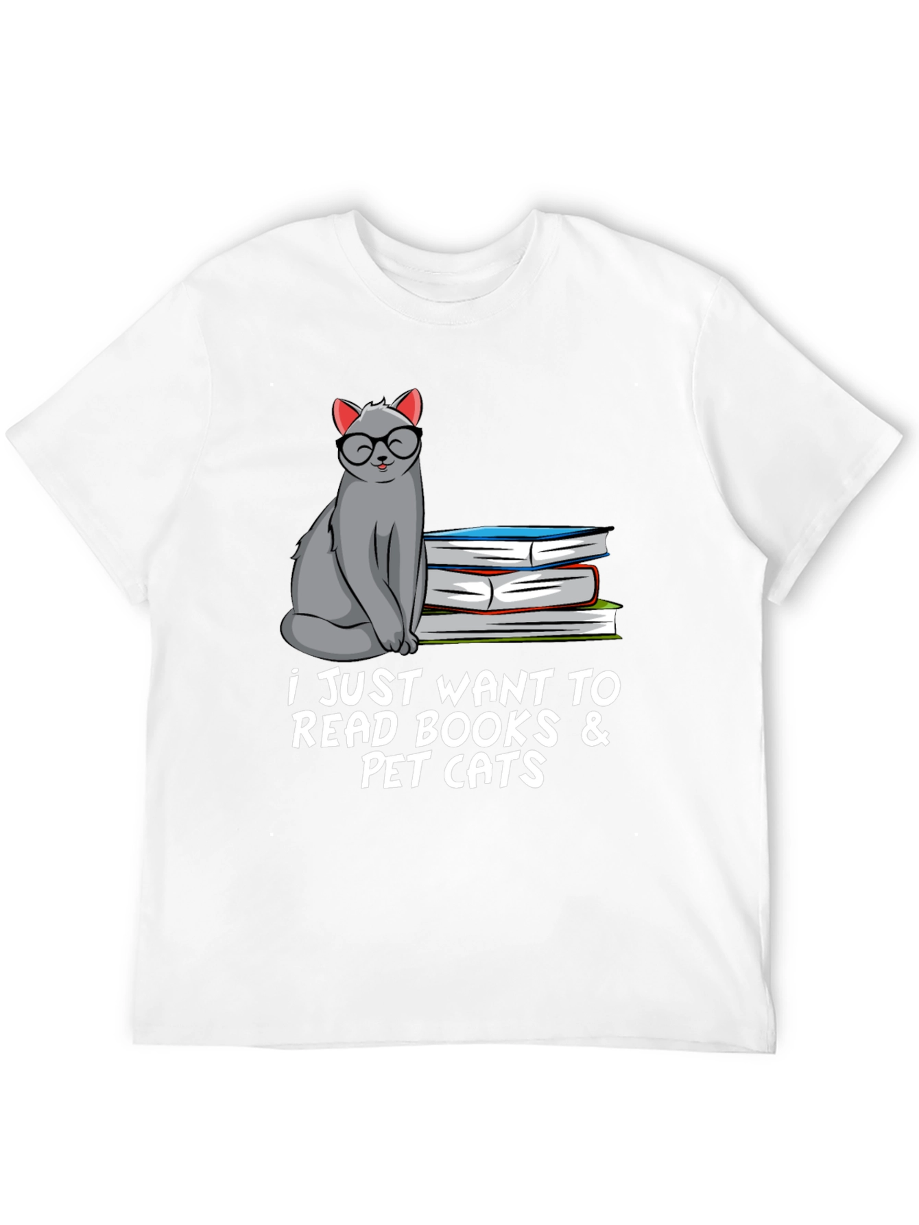 Black Bookish Cat Lover T-Shirt: Read Books & Pet Cats view 12