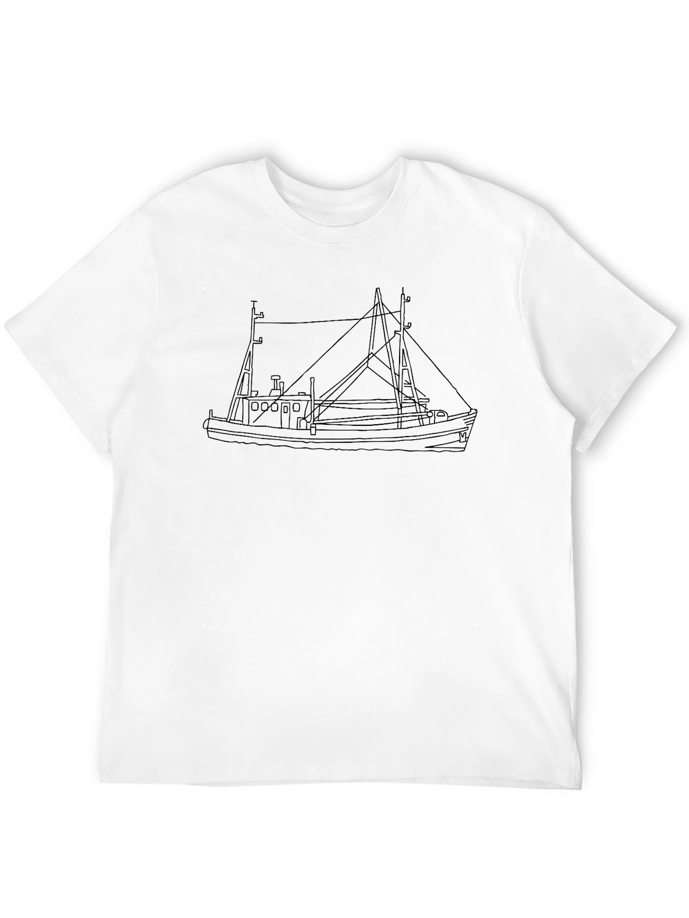 Black Fishing Boat Graphic Tee - Black Cotton T-Shirt view 12