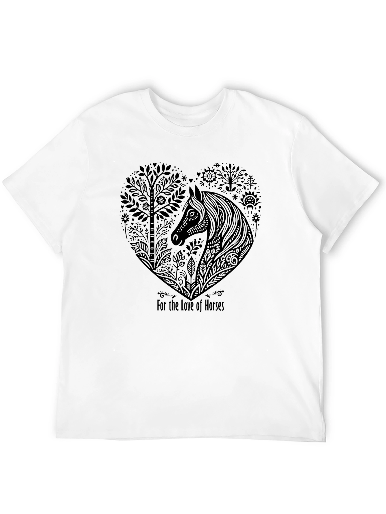 Black Horse Lover T-Shirt - Heart Design view 12